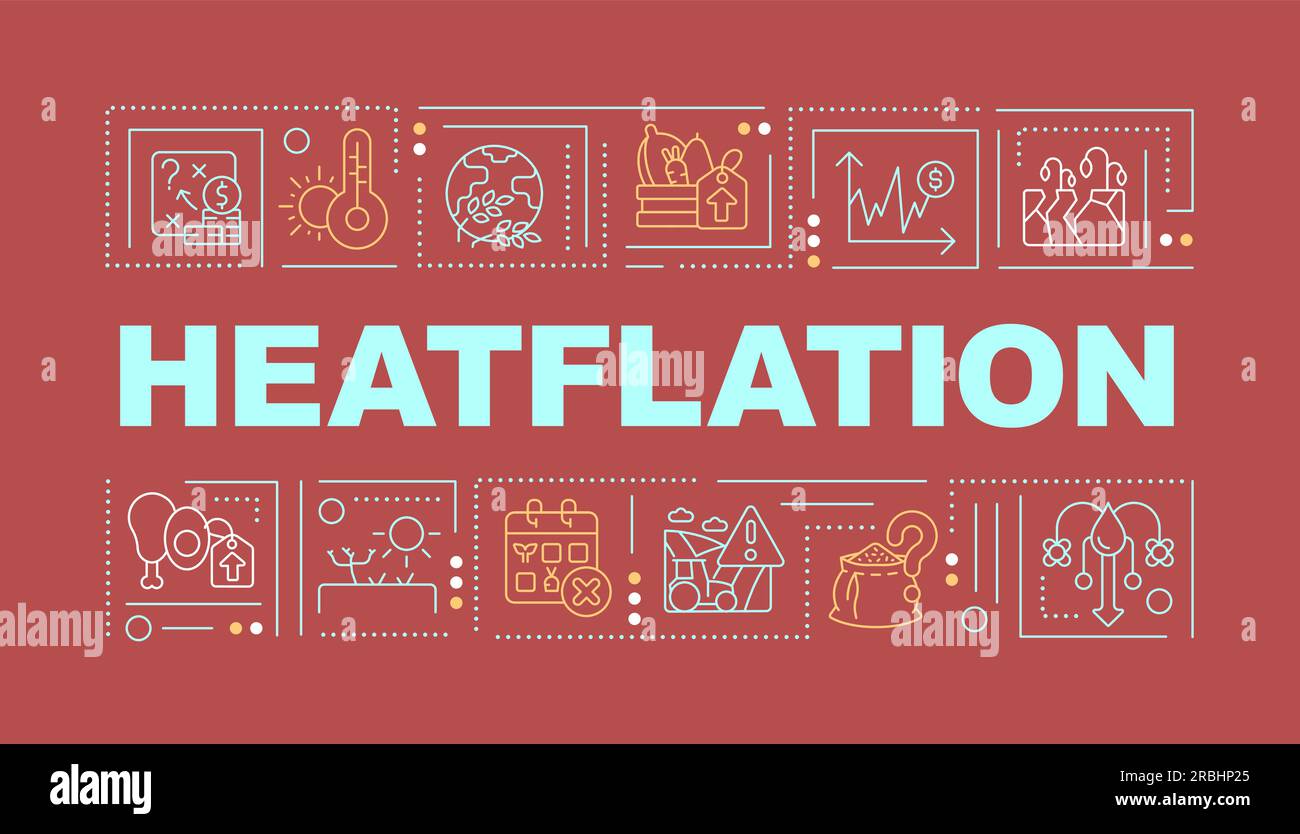 Concept de texte Heatflation avec icônes de ligne fine Illustration de Vecteur