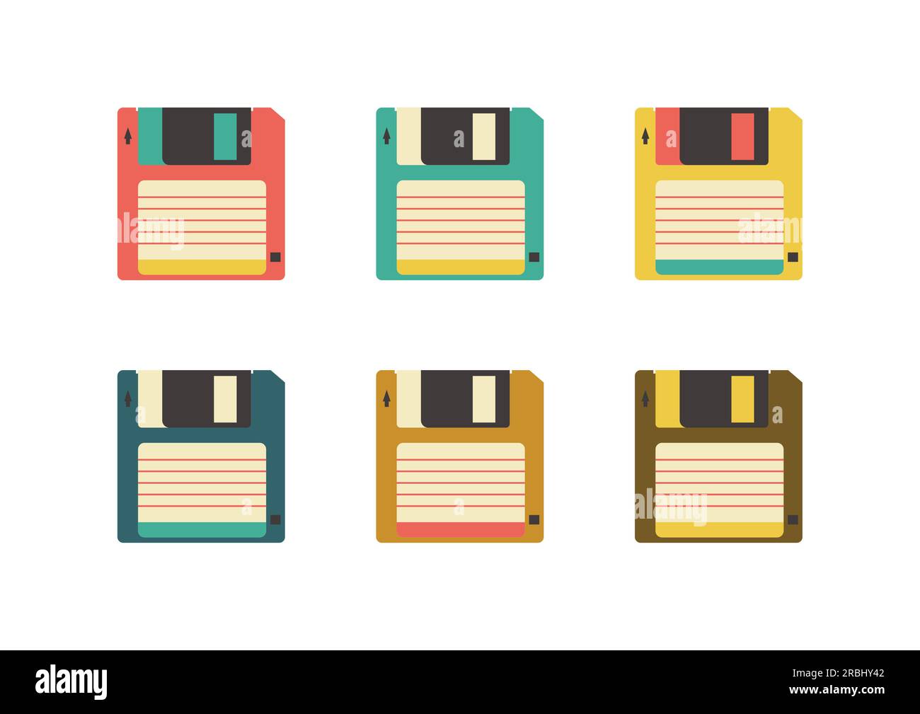 Ensemble coloré de disquettes illustration vectorielle Illustration de Vecteur