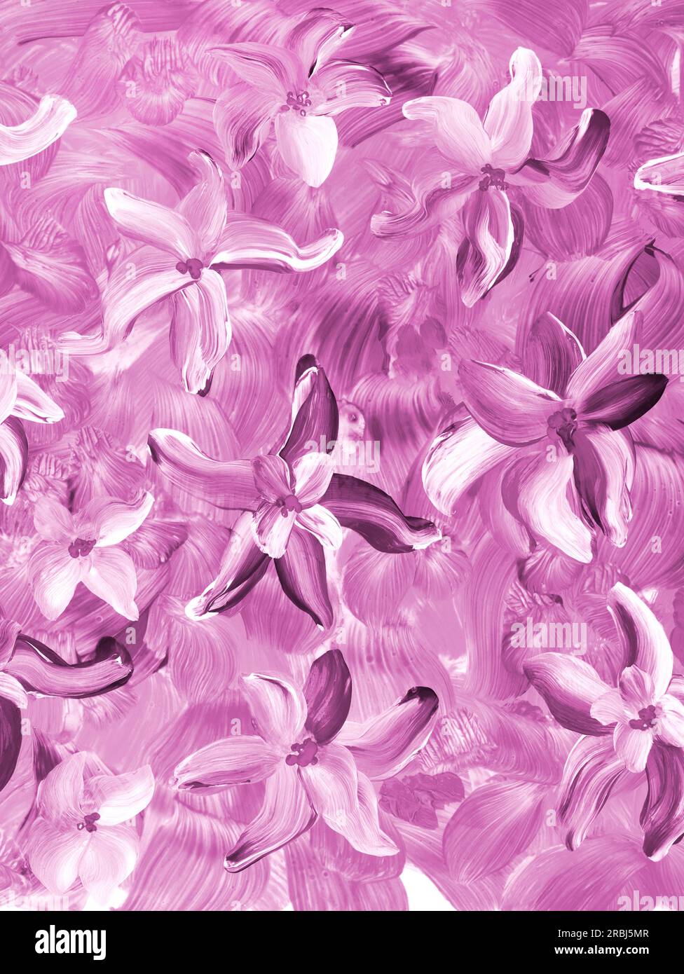 Fleurs roses abstraites, original dessiné à la main, style impressionniste, texture de couleur, coups de pinceau, arrière-plan artistique. Art moderne Art contemporain Banque D'Images