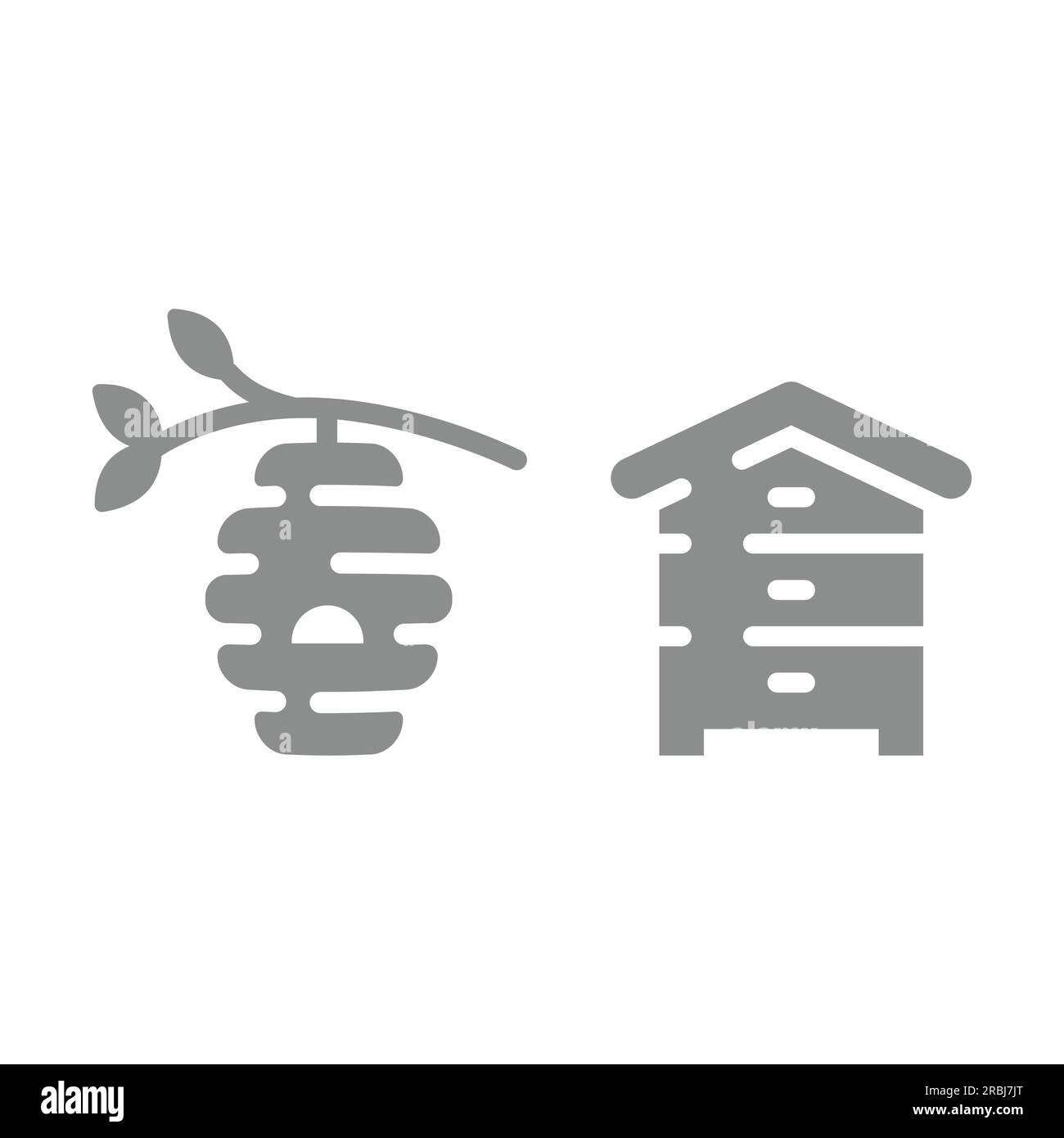 Jeu d'icônes vectorielles Beehive, Wild et made. Ruche d'abeilles, ruches rempli icônes. Illustration de Vecteur