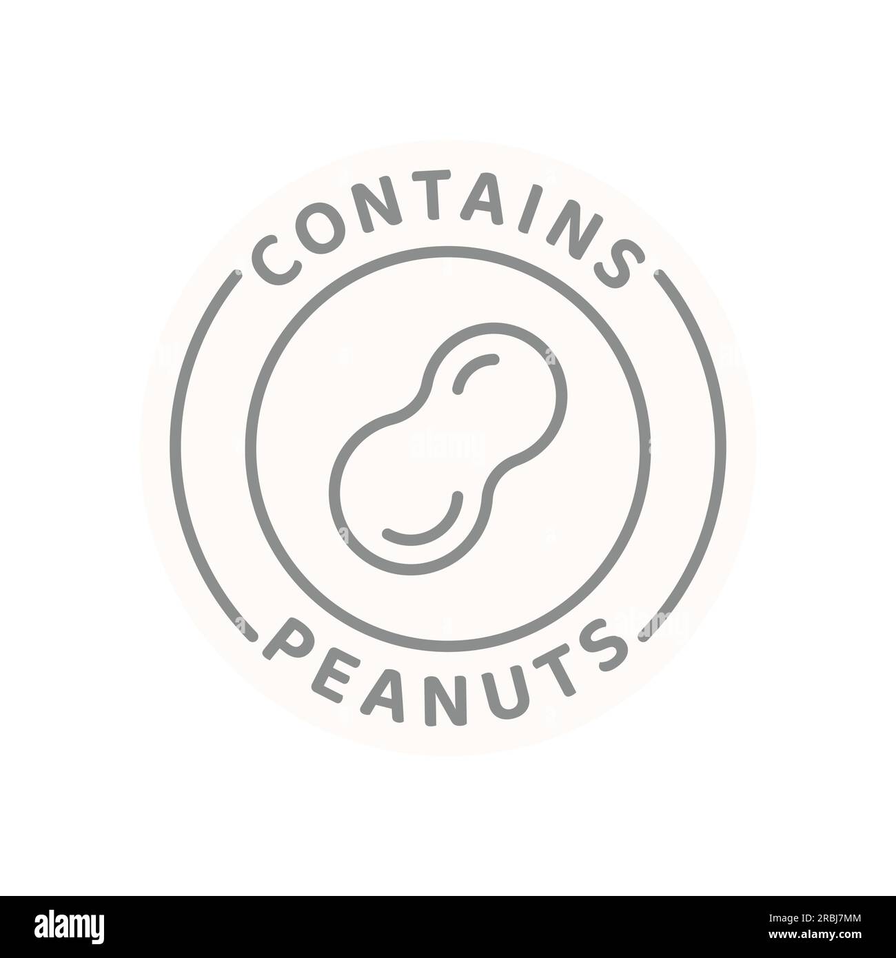 Contient une étiquette de ligne vectorielle de cacahuètes. Badge d'allergène d'arachide d'ingrédient alimentaire. Illustration de Vecteur