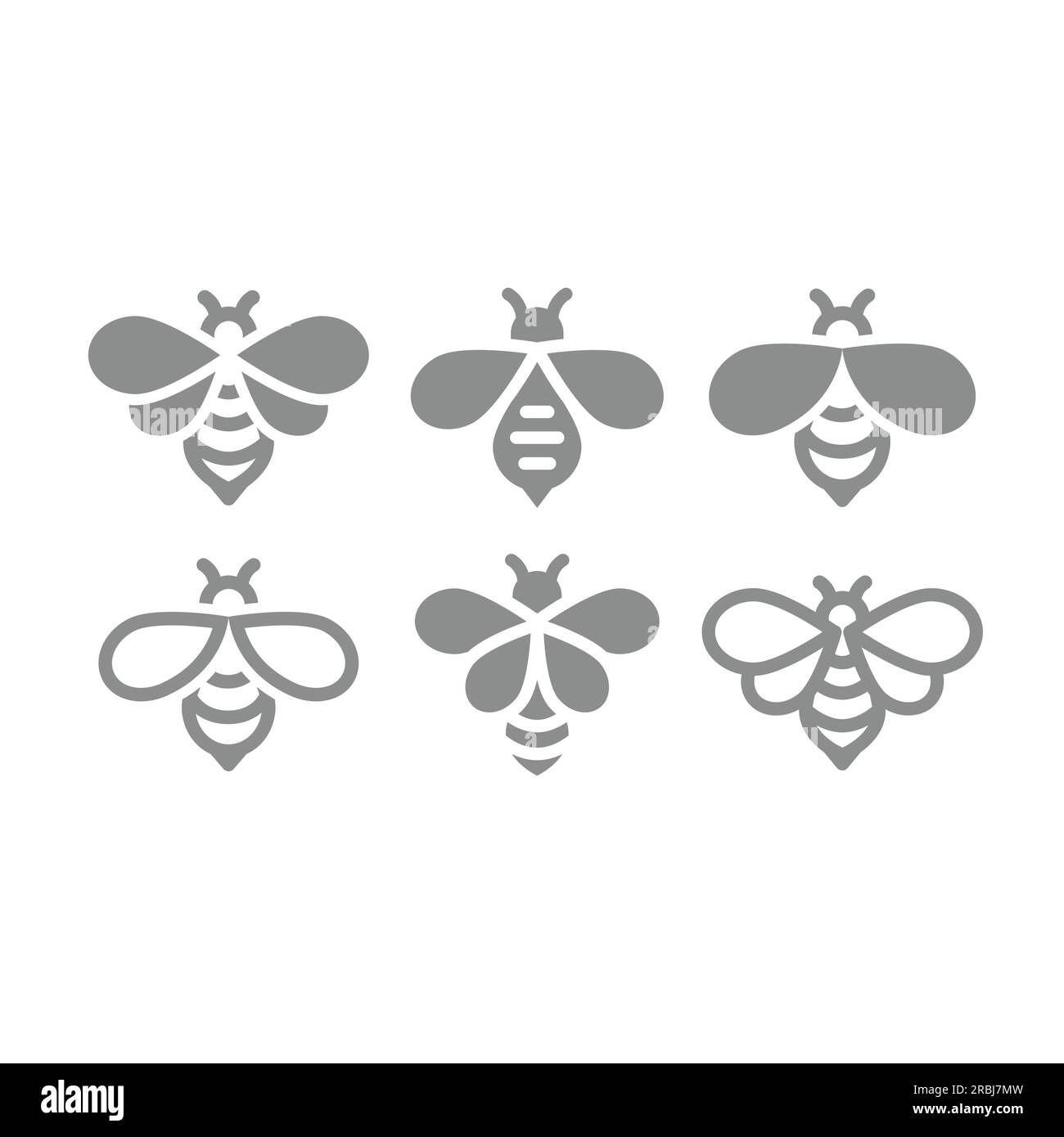 Ensemble d'icônes vectorielles d'abeille de miel. Abeille, les abeilles remplissaient des icônes. Illustration de Vecteur