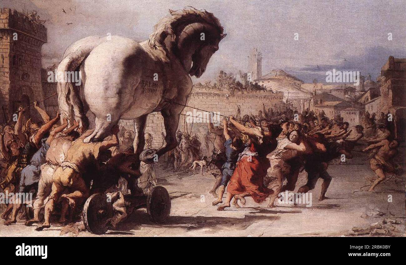 La procession du cheval de Troie à Troie 1773 par Giovanni Domenico Tiepolo Banque D'Images