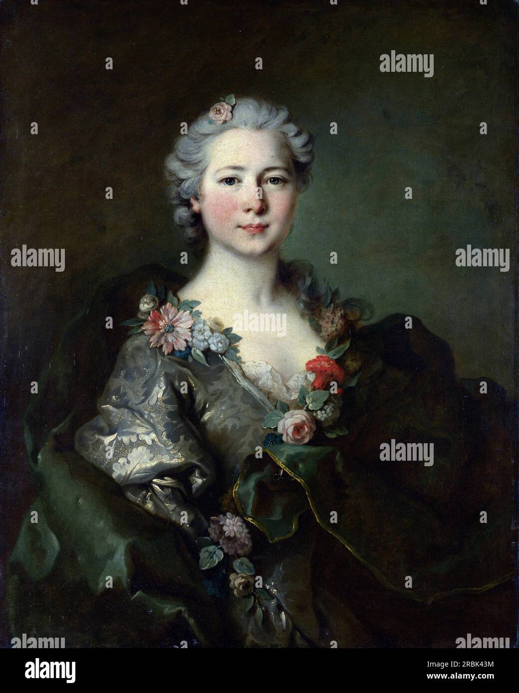 Louis Tocque - Portrait de Mademoiselle de Coislin années 1750 Banque D'Images