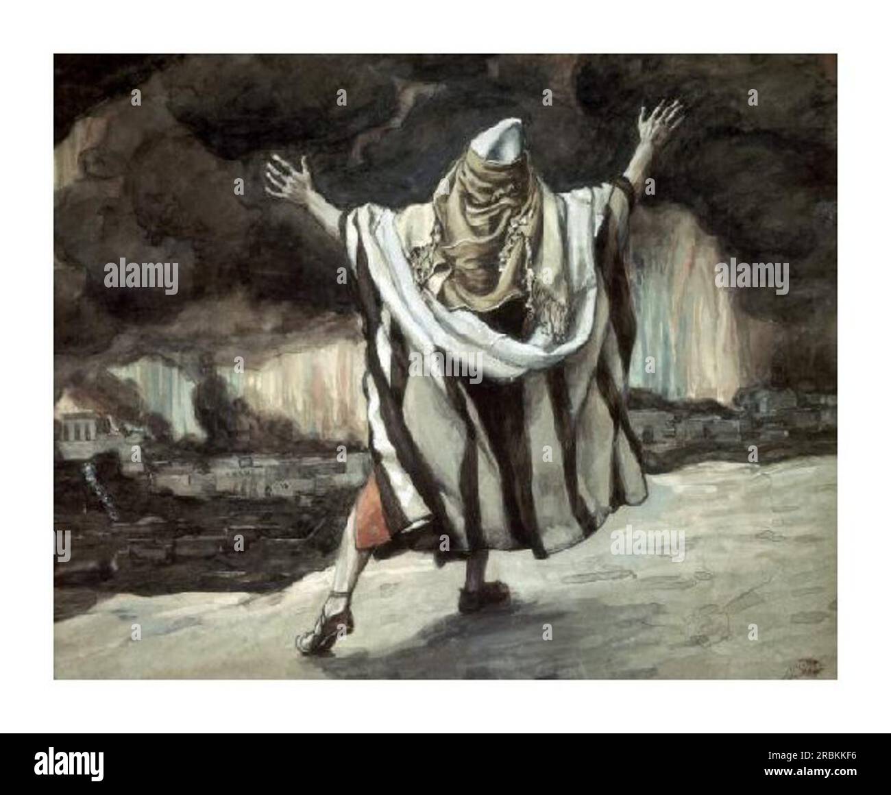 Abraham voit Sodome en flammes par James Tissot Banque D'Images
