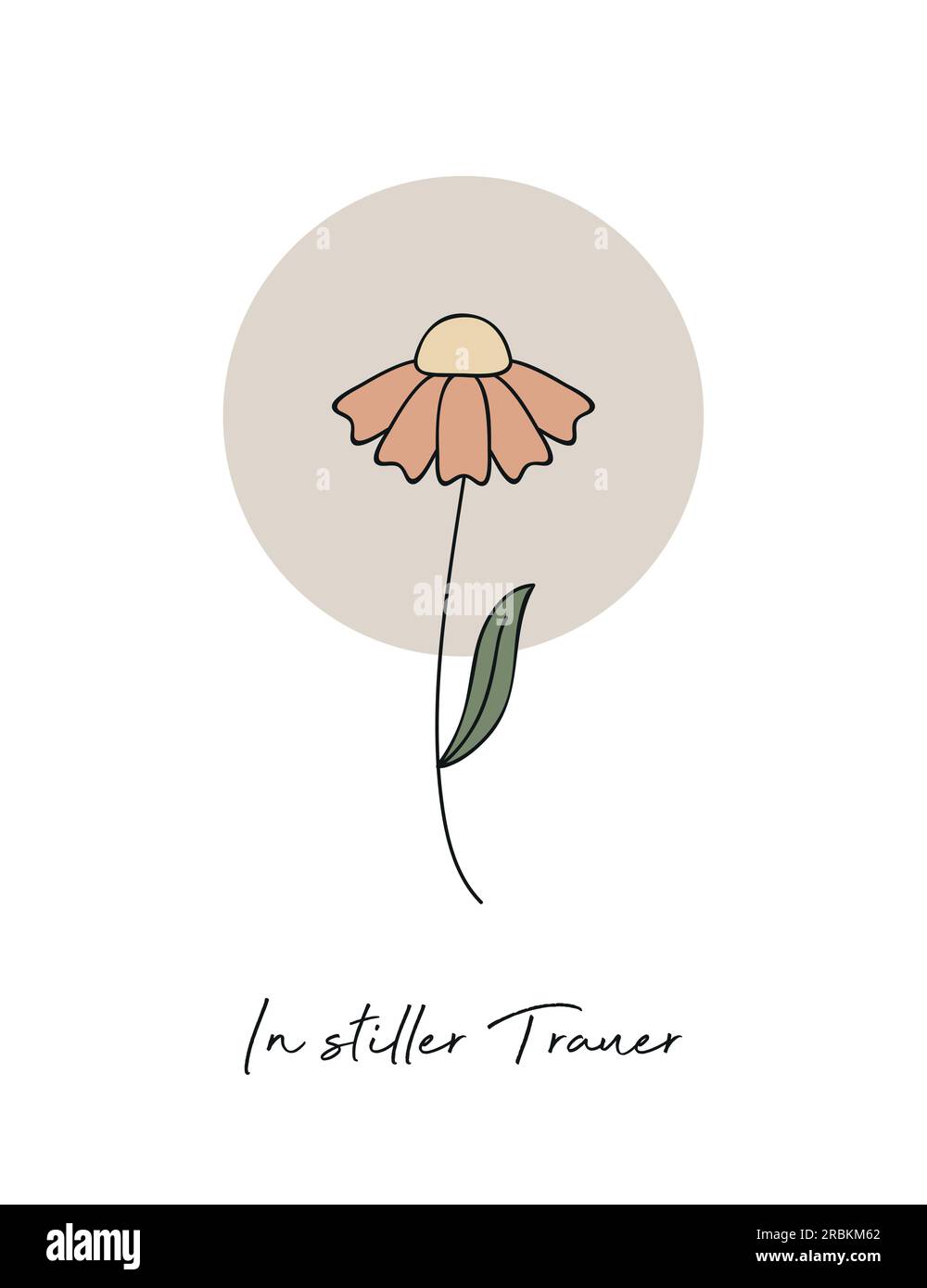 carte de condoléances avec contour de fleur en deuil silencieux Illustration de Vecteur