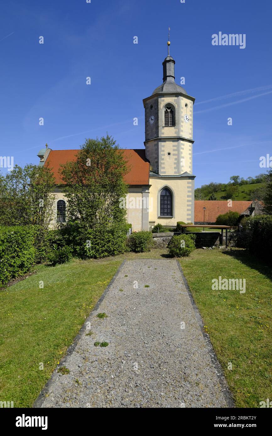 Église du village baroque de Pappach, district de Hassfurt, district de Hassberge, Basse-Franconie, Franconie, Bavière, Allemagne Banque D'Images