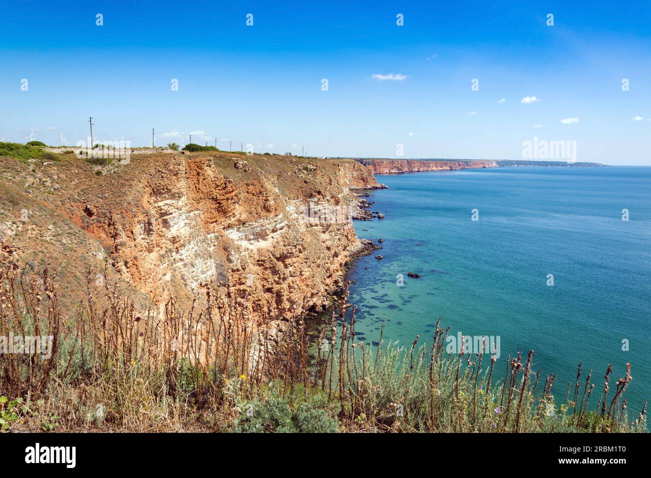 Cap Kaliakra sur la mer Noire en Bulgarie. Vue sur la mer et les rochers. Banque D'Images