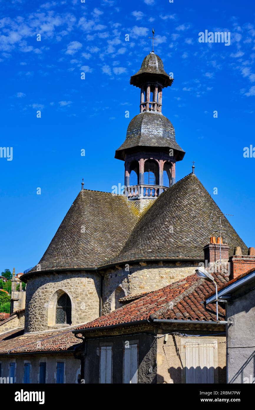 France, Aveyron (12), Villefranche-de-Rouergue, ville classée ville d'Art et d'Histoire, centre historique, chapelle des Pénitents Noirs depuis la Banque D'Images