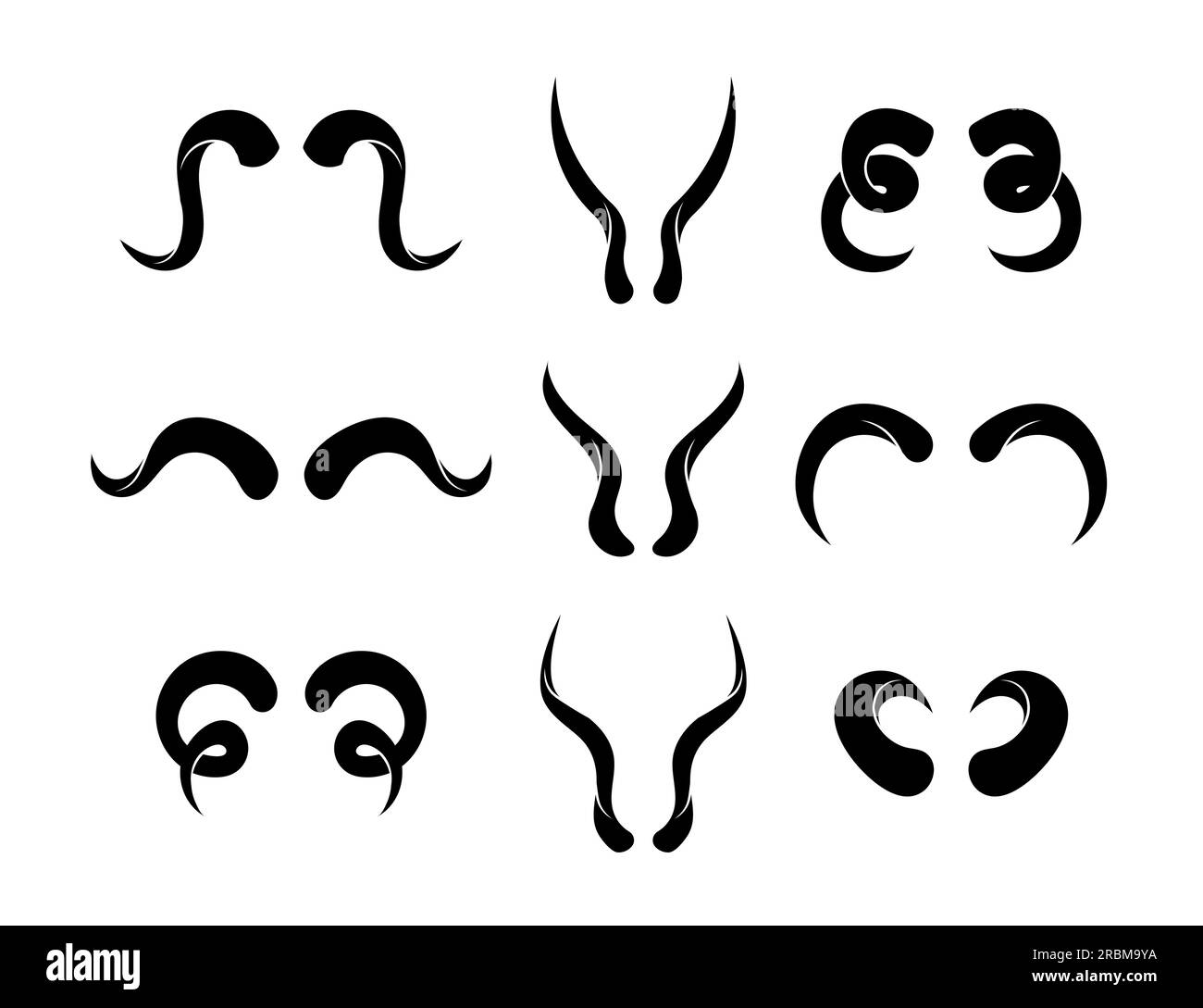 Ensemble d'illustrations plates de cornes d'animaux Illustration de Vecteur