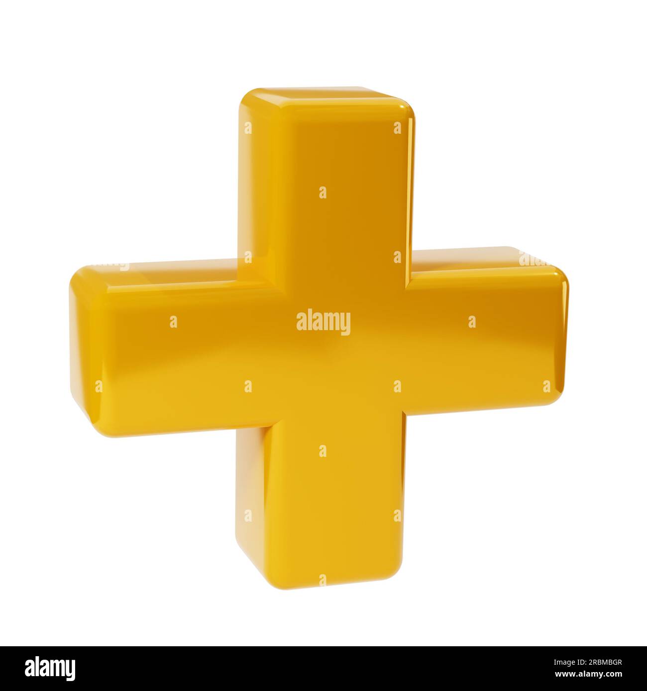 Réaliste 3d jaune doré plus, ajouter l'icône de signe. Elément arithmétique décoratif, mathématiques d'éducation, symbole mathématique ou médical. Illustration abstraite Banque D'Images