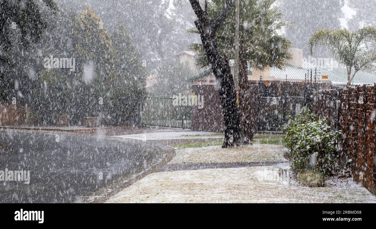 Johannesburg, Afrique du Sud - chutes de neige rares dans la ville début juillet 2023 Banque D'Images