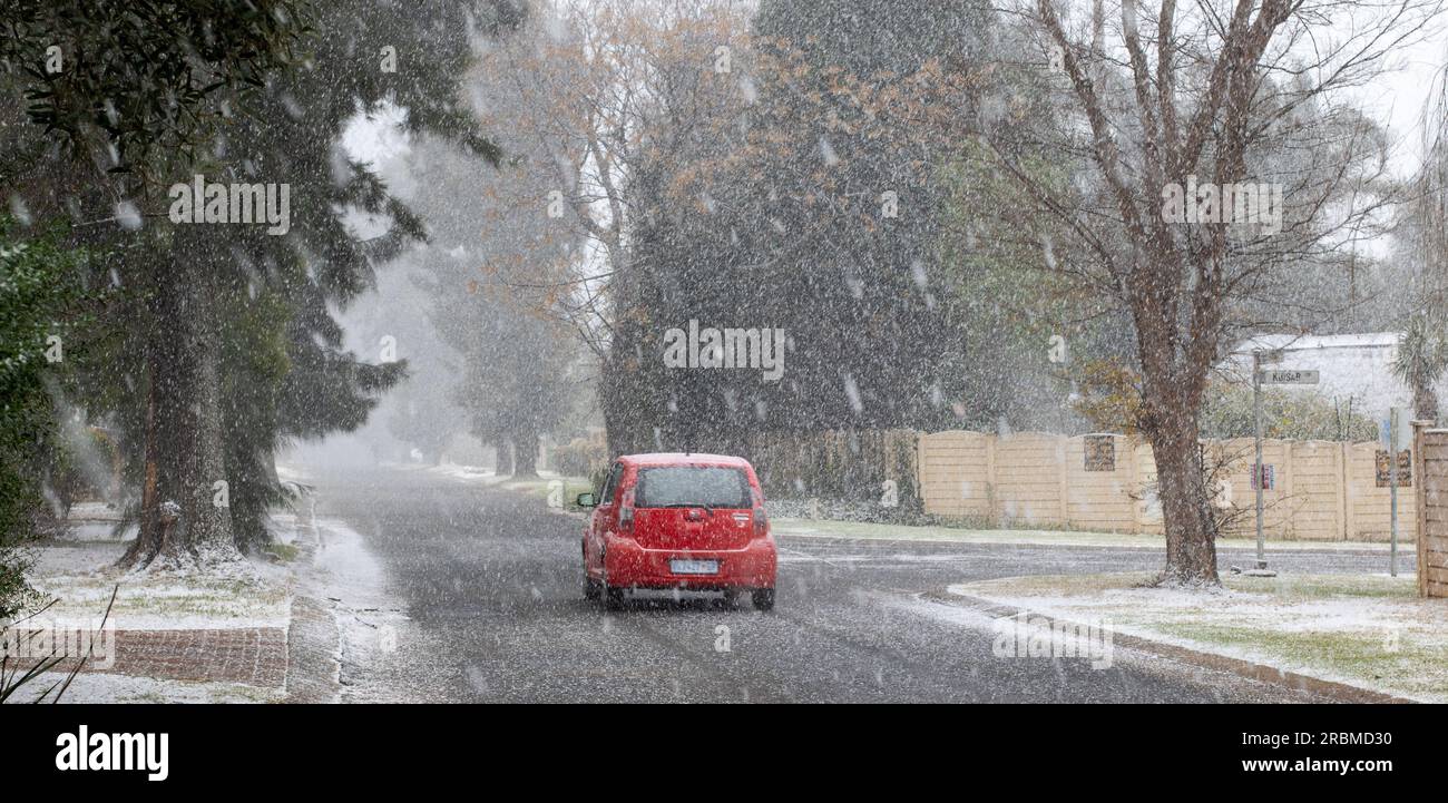 Johannesburg, Afrique du Sud - chutes de neige rares dans la ville début juillet 2023 Banque D'Images