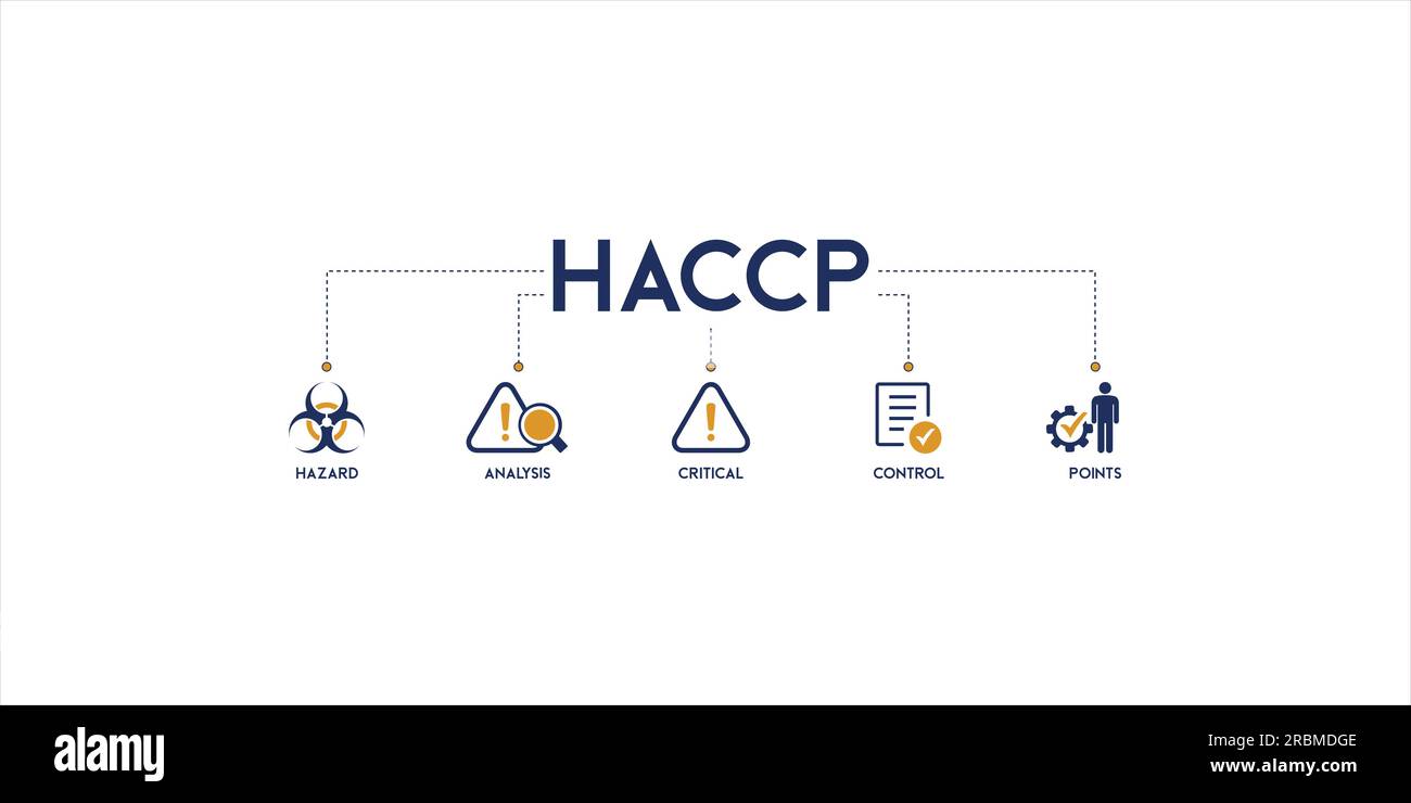 Bannière HACCP web icône vecteur illustration concept pour l'analyse des risques et les points critiques de contrôle acronyme dans le système de gestion de la sécurité alimentaire Illustration de Vecteur