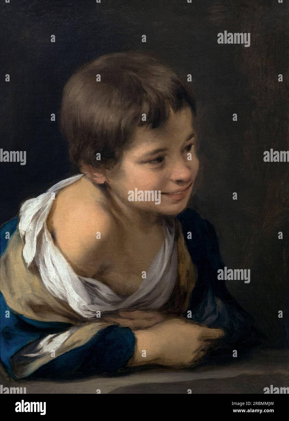 Paysan Boy penchant sur un seuil, Bartolome Esteban Murillo, 1670-80, Banque D'Images