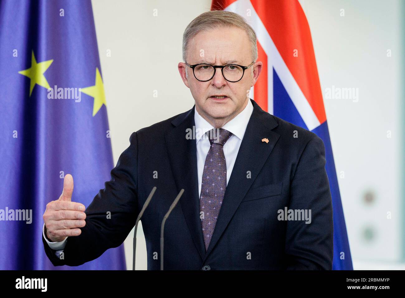 Berlin, Allemagne. 10 juillet 2023. Anthony Albanese, Premier ministre australien, lors d'une conférence de presse à la Chancellerie fédérale à Berlin, le 10 juillet 2023. Crédit : dpa/Alamy Live News Banque D'Images