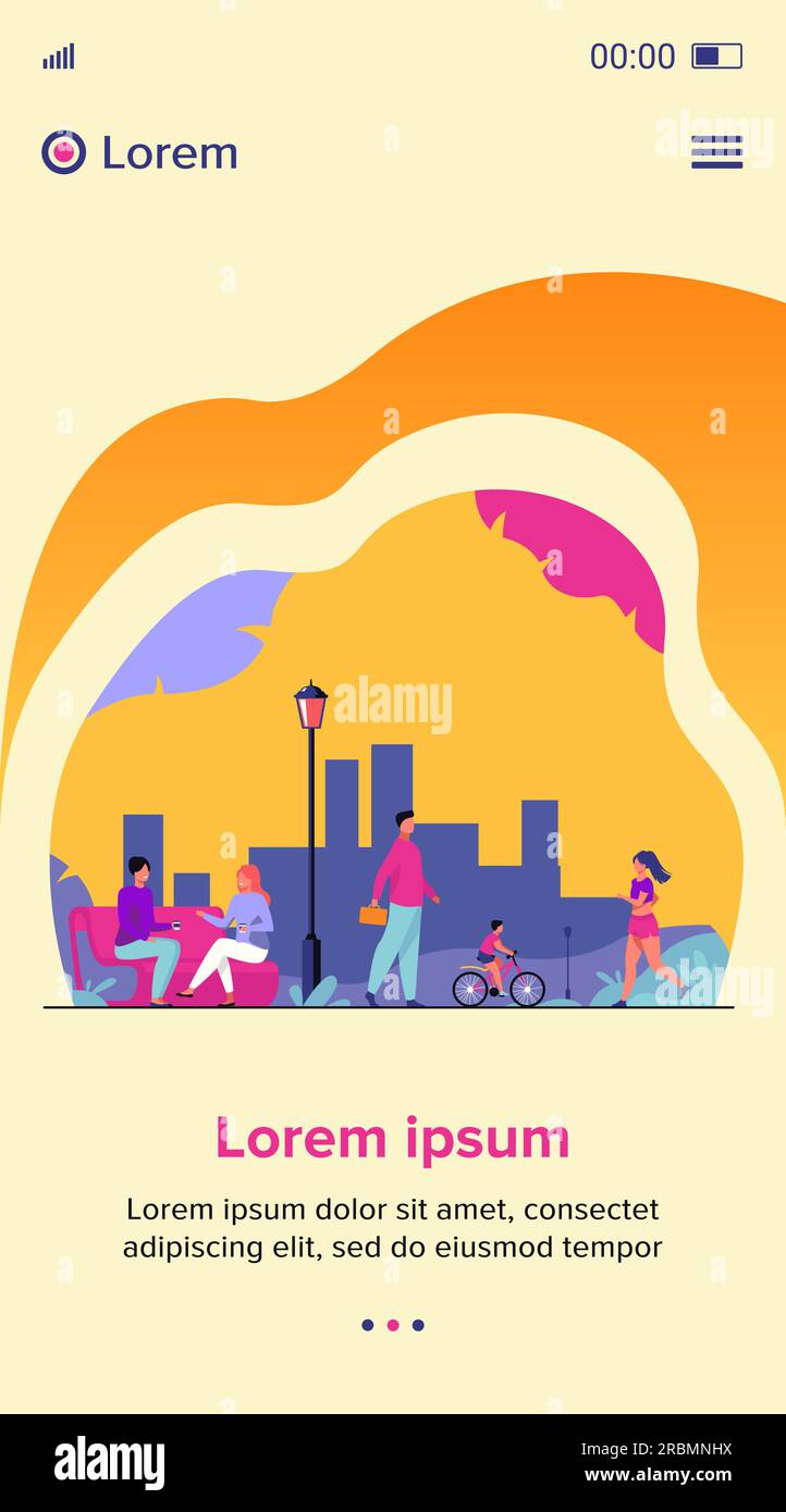 Les gens se détendent au parc dans l'illustration vectorielle plate d'été Illustration de Vecteur