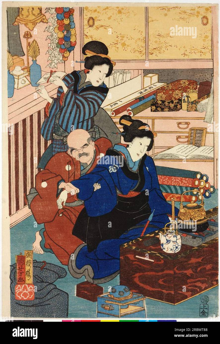 Fleurs d'Edo (à gauche) 1860 par Utagawa Kuniyoshi Banque D'Images