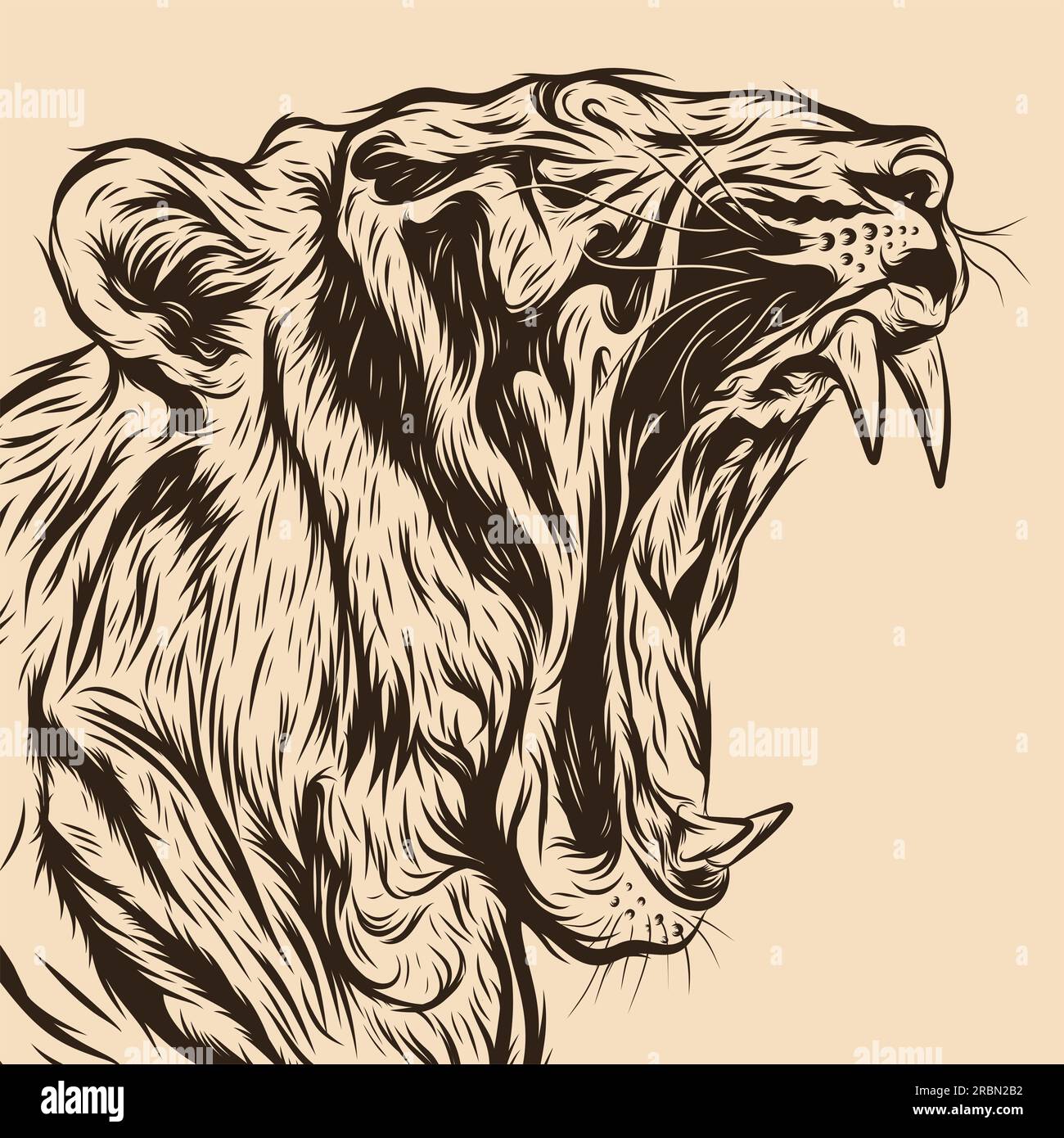 Illustration vectorielle de tête de tigre rugissant Banque D'Images