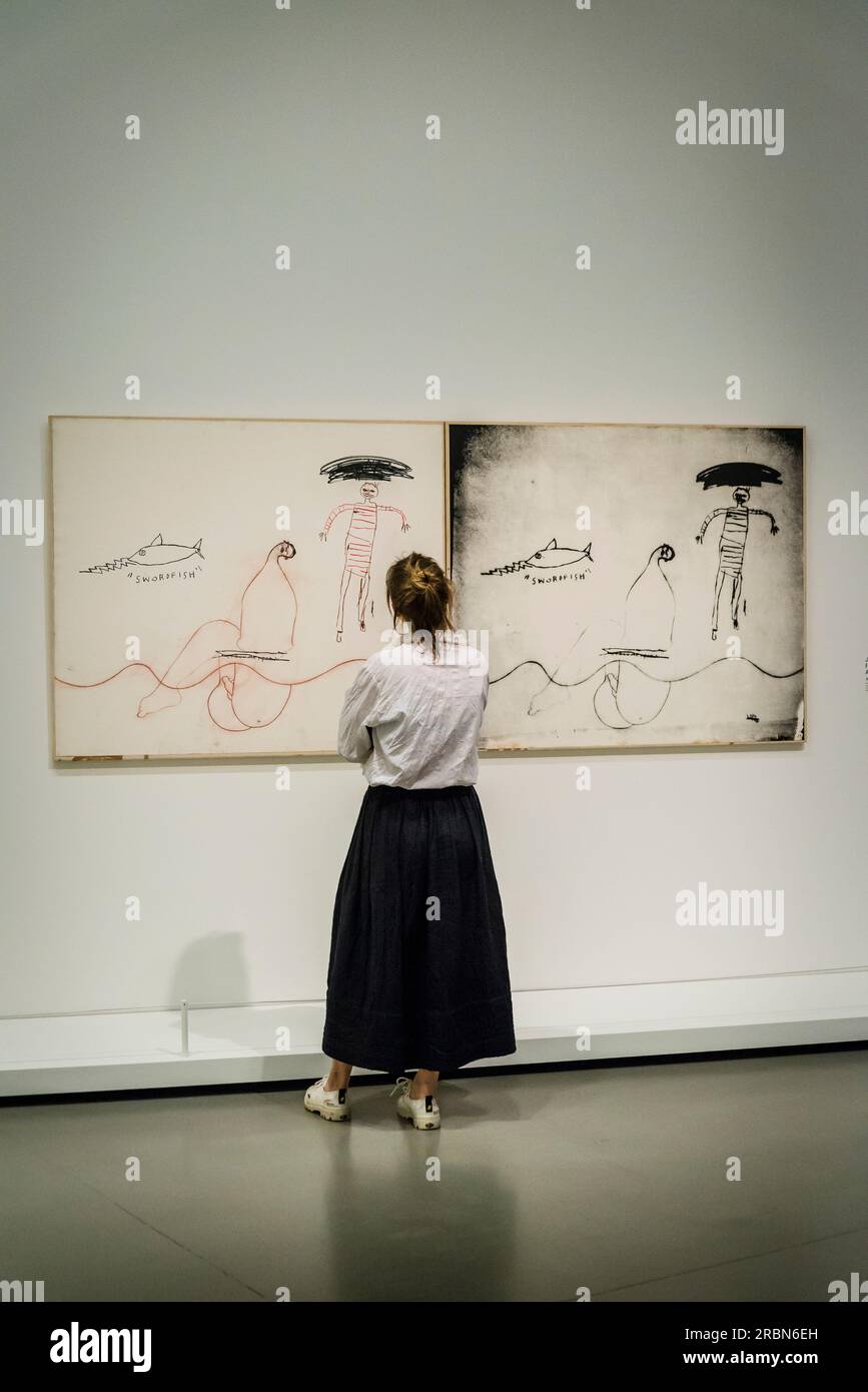 Exposition Warhol et Basquiat explorant la collaboration entre les deux artistes, la Fondation Louis Vuitton, musée d’art et centre culturel français Banque D'Images