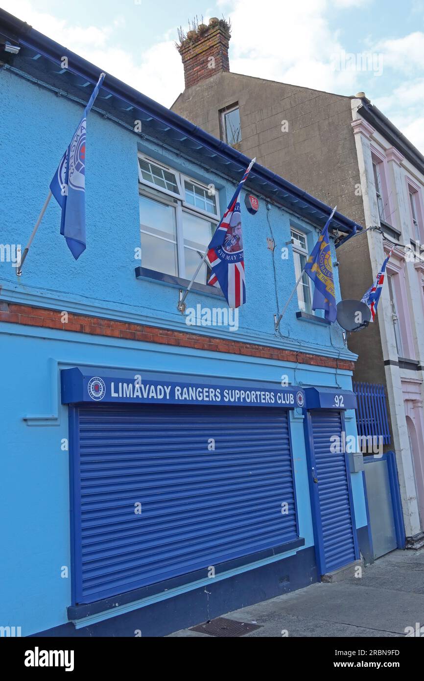 Limavady Rangers supporters club, 92 main St, Limavady, Comté de Londonderry, Irlande du Nord, ROYAUME-UNI, BT49 0ET Banque D'Images