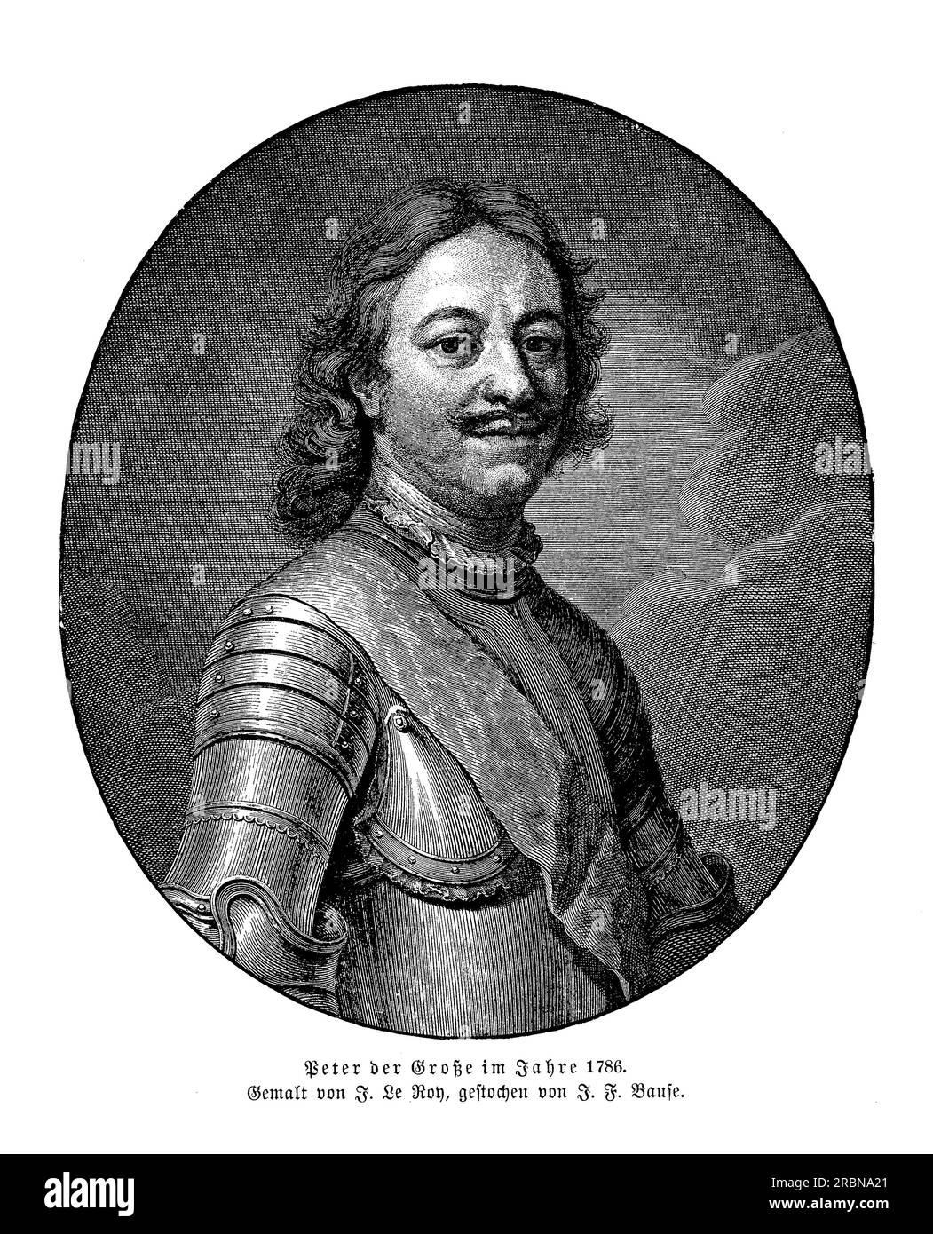 Portrait de Pierre le Grand Tsar de Russie de 1682 jusqu'à sa mort en 1725. Il est connu pour ses réformes radicales, qui ont modernisé la Russie et l'ont rapprochée de l'Europe occidentale. Peter est crédité de la fondation de la ville de St. Pétersbourg, qui est devenue la capitale de la Russie pendant son règne. Il était également un chef militaire et a supervisé plusieurs conflits majeurs, dont la Grande Guerre du Nord, qui a établi la Russie comme une puissance majeure en Europe. Malgré ses nombreuses réalisations, Pierre était également une figure controversée, et ses réformes ont souvent coûté cher au peuple russe Banque D'Images