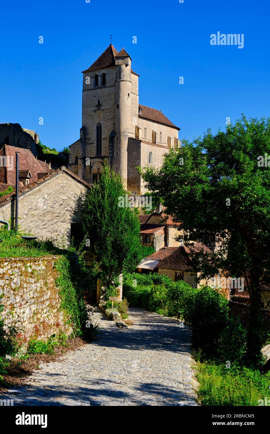 France, Lot (46), Parc naturel régional des Causses du Quercy, Saint-Cirq-Lapopie, village médiéval surplombant le Lot et classé parmi les plus beaux Banque D'Images