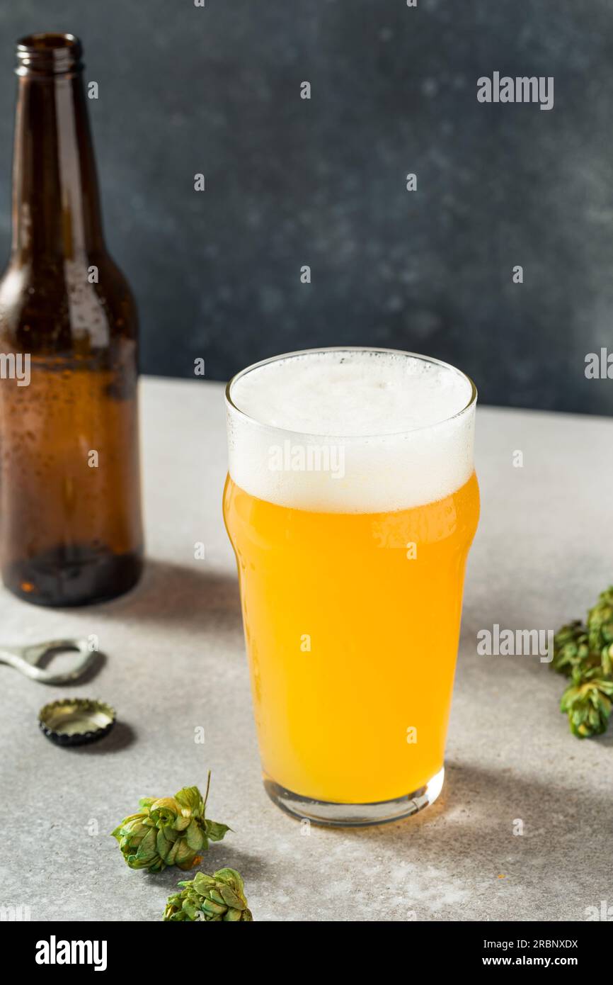 Bière IPA rafraîchissante fraîche dans un verre à pinte Banque D'Images