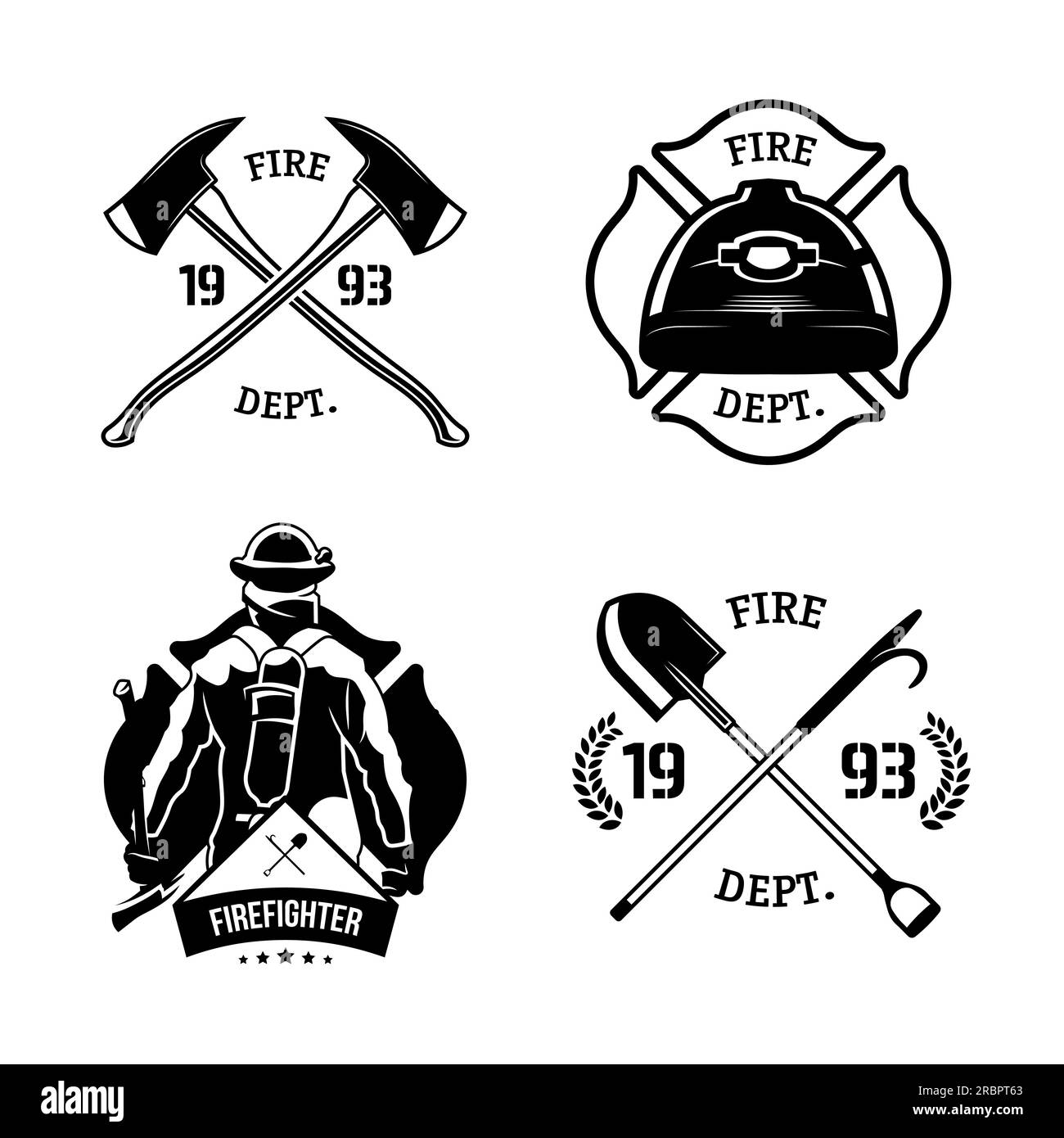Ensemble d'emblèmes de pompiers Illustration de Vecteur