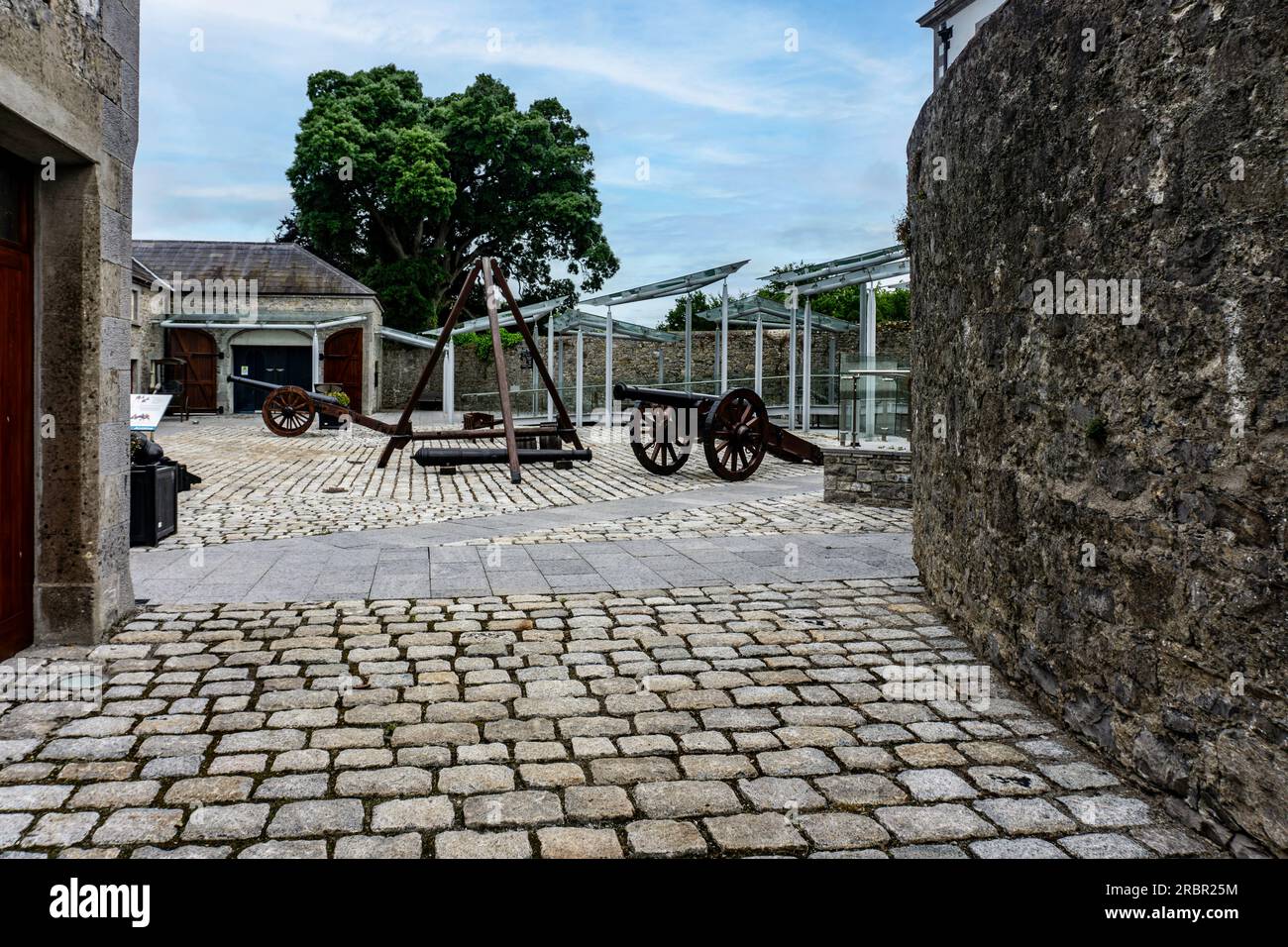 Vieux canons exposés à Oldbridge House, Battle of the Boyne Visitor Centre, Drogheda, Co Louth, Irlande. Banque D'Images