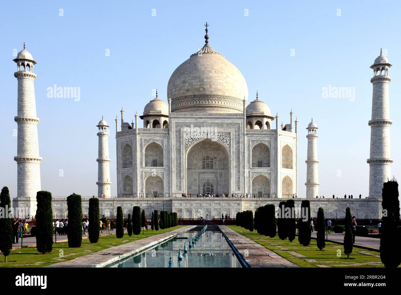 Inde, Agra, Taj Mahal, patrimoine mondial et non 3 des 8 merveilles du monde, construit en 1630, un must pour tous les voyages en Inde, Banque D'Images