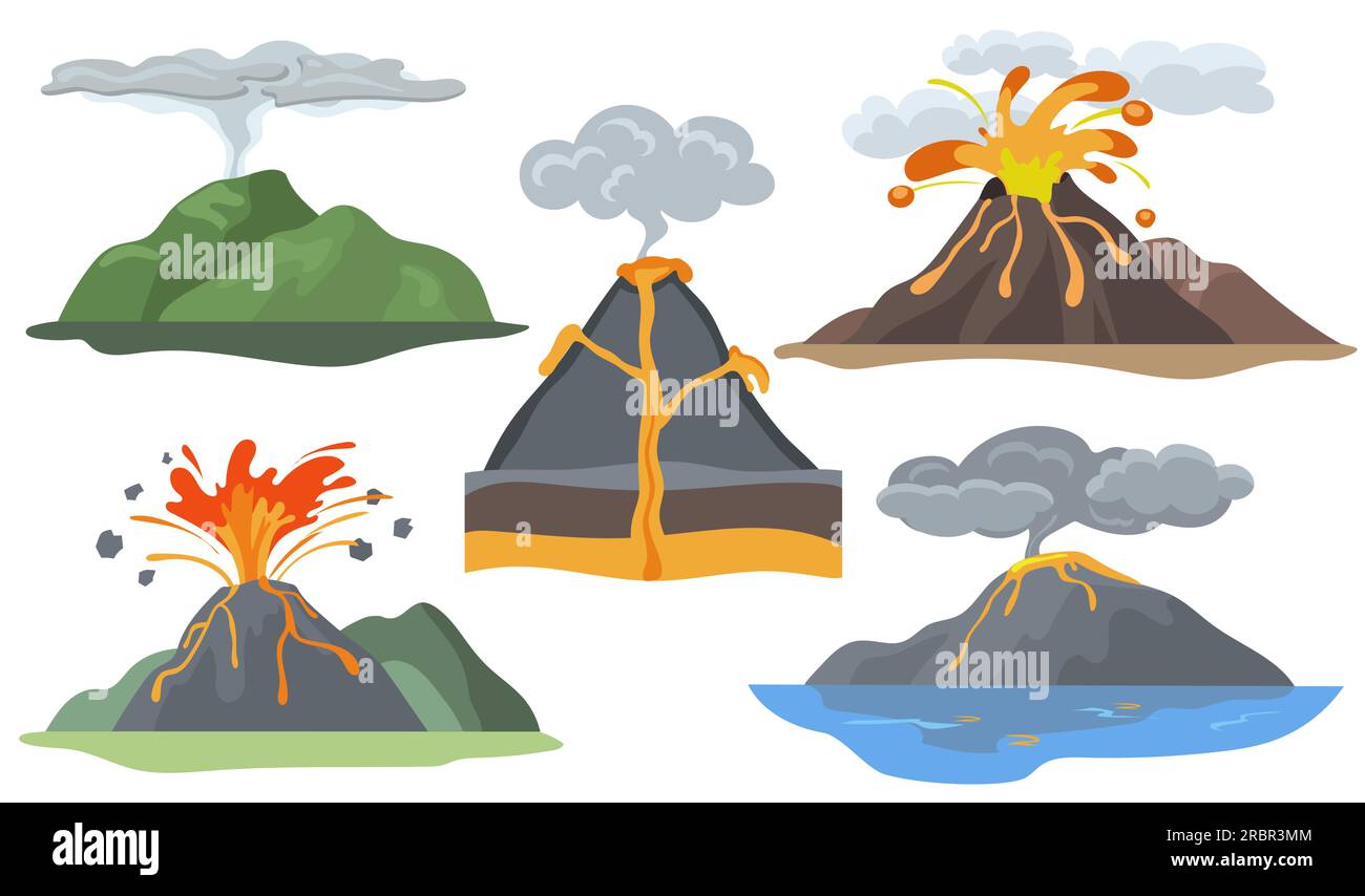 Volcans explosés Illustration de Vecteur