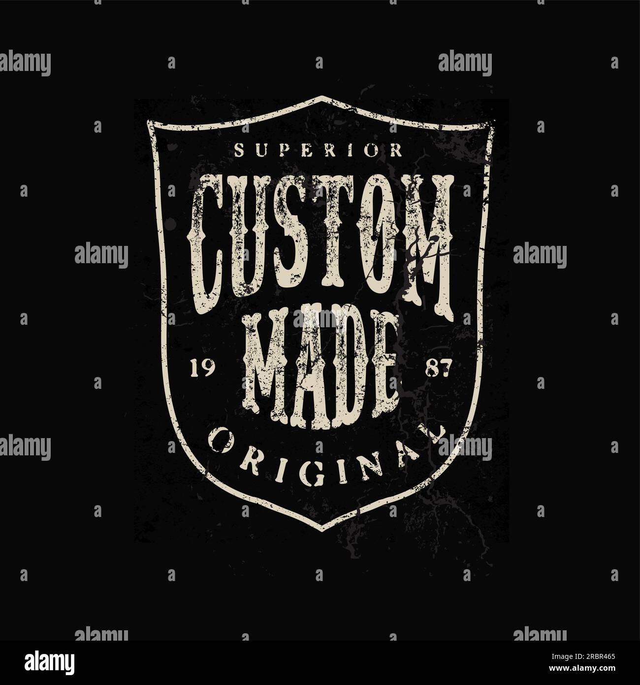 Custom Made Vintage typographie grunge timbre badge label t-shirt design imprimer illustration vectorielle Illustration de Vecteur