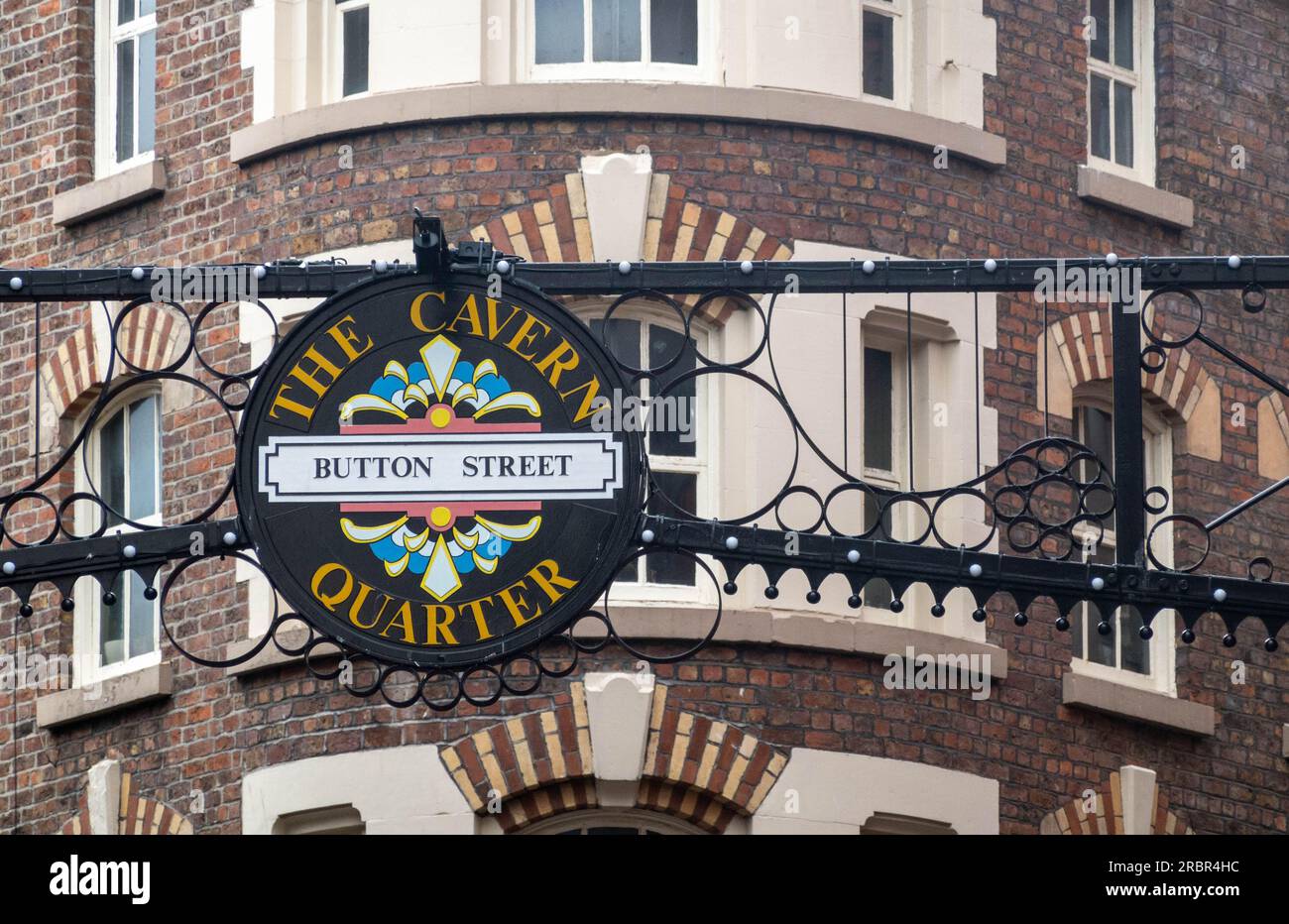 Panneau Button Street dans le quartier Cavern Banque D'Images
