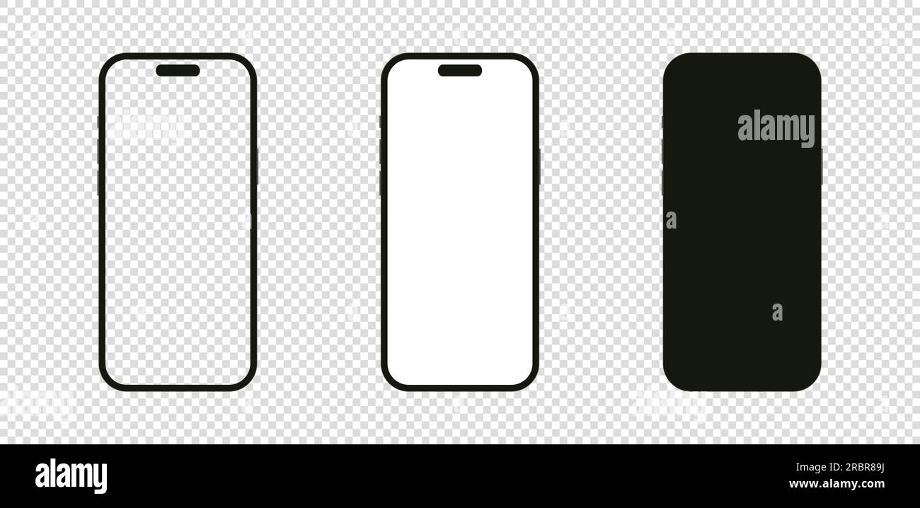 Kiev, Ukraine - juillet 10 2023 : maquette de téléphone nouvelle génération. Ensemble d'illustration vectorielle iPhone 15 Pro Max. Écran vide avec fond transparent et Illustration de Vecteur