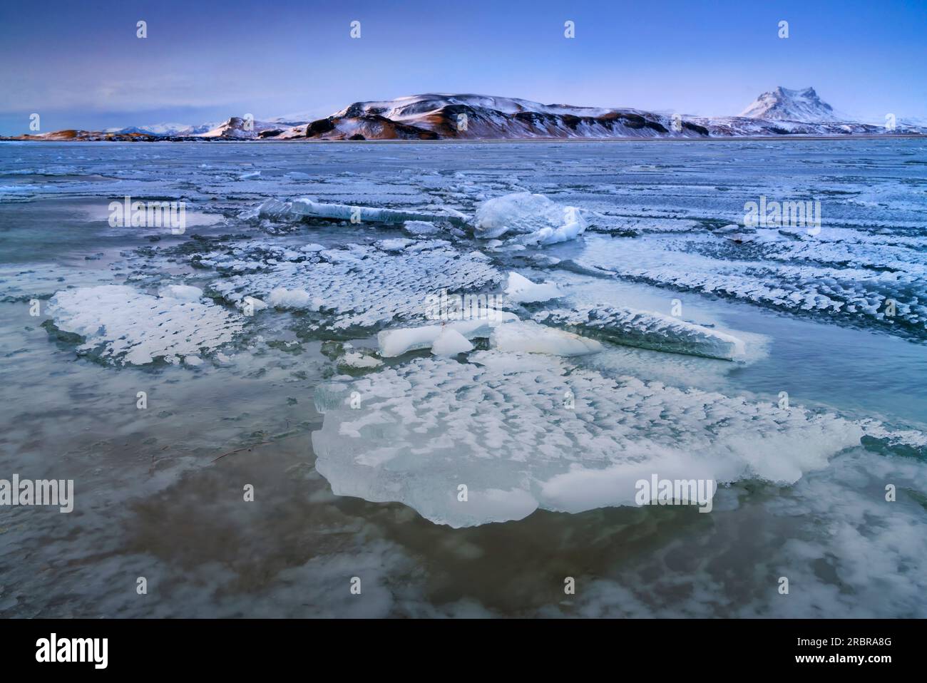 Désert de glace hivernal sur l'Islande, Islande. Banque D'Images
