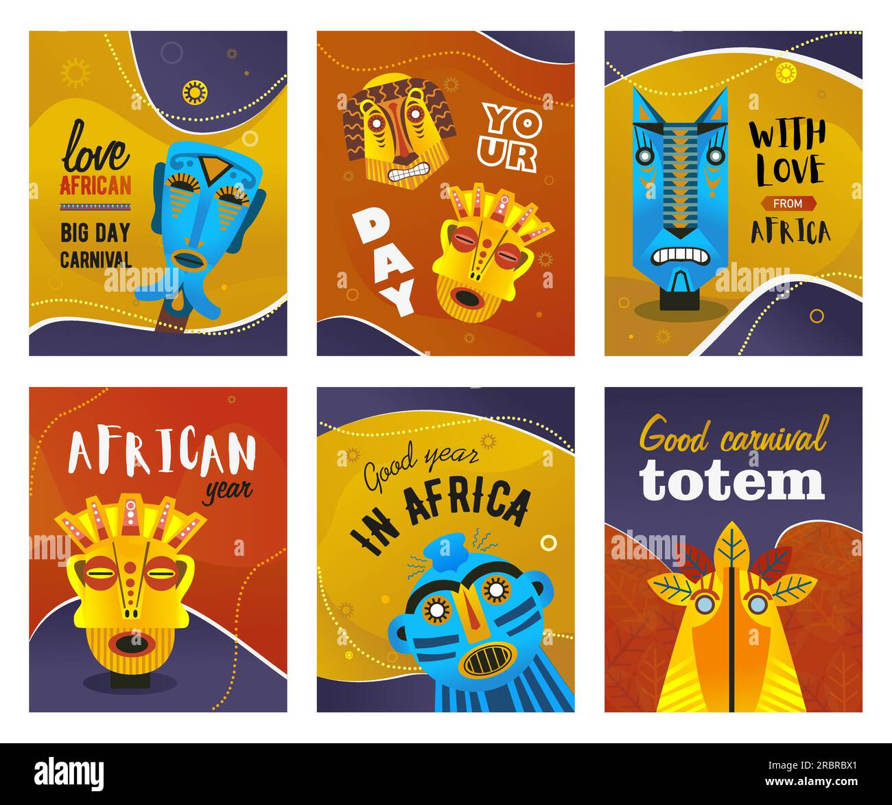 Jeu de cartes de voeux africaines Illustration de Vecteur