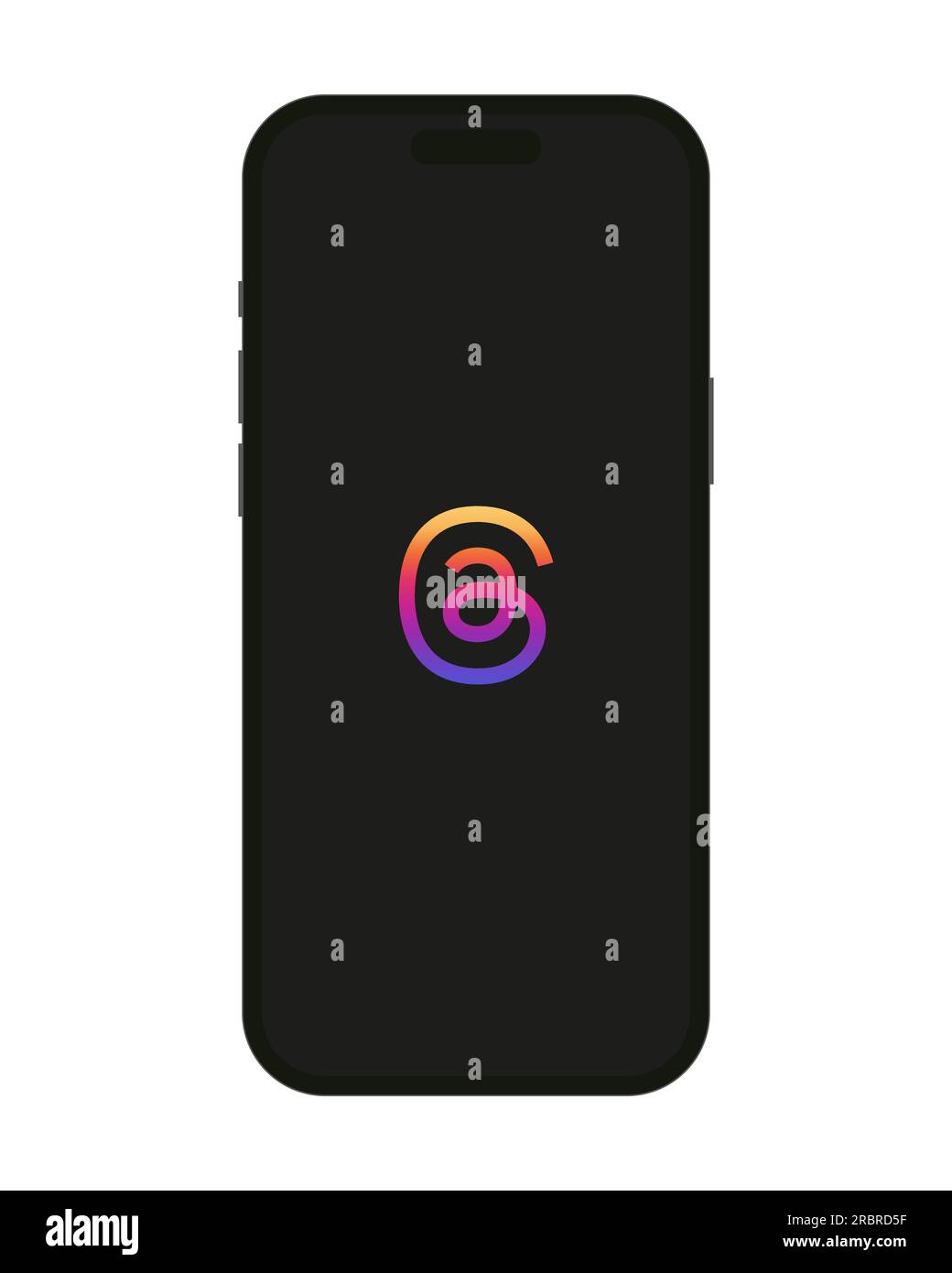 Kiev, Ukraine - juillet 10 2023 : logo de l'application threads vu sur l'écran isolé smartphone. Instagram threads est une plateforme de micro blogging, développée par Facebo Illustration de Vecteur