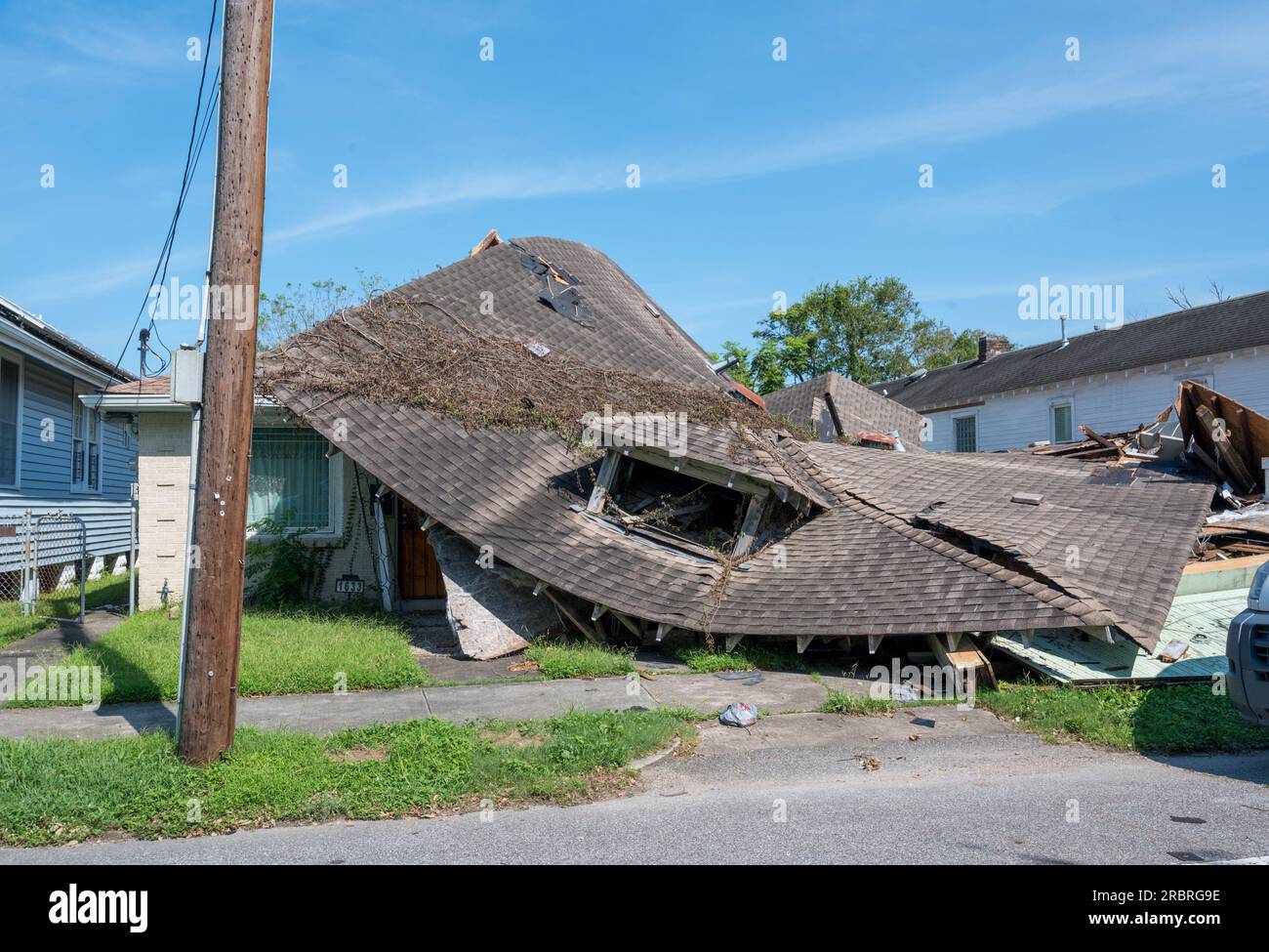 Dégâts causés par l'ouragan Ida (2021) à la Nouvelle-Orléans Banque D'Images