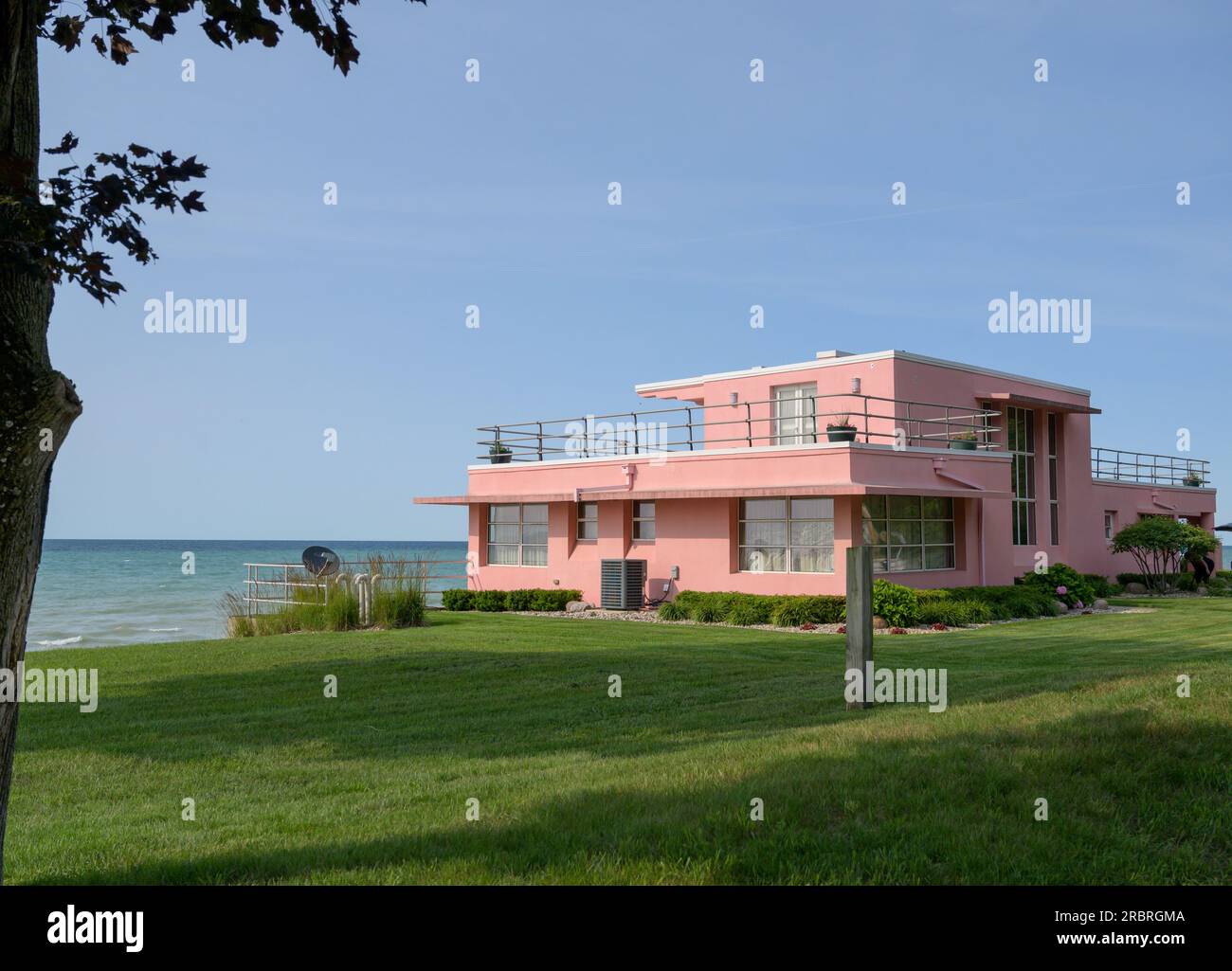 1933 siècle de progrès maison sur la rive du lac Michigan dans l'Indiana. Banque D'Images