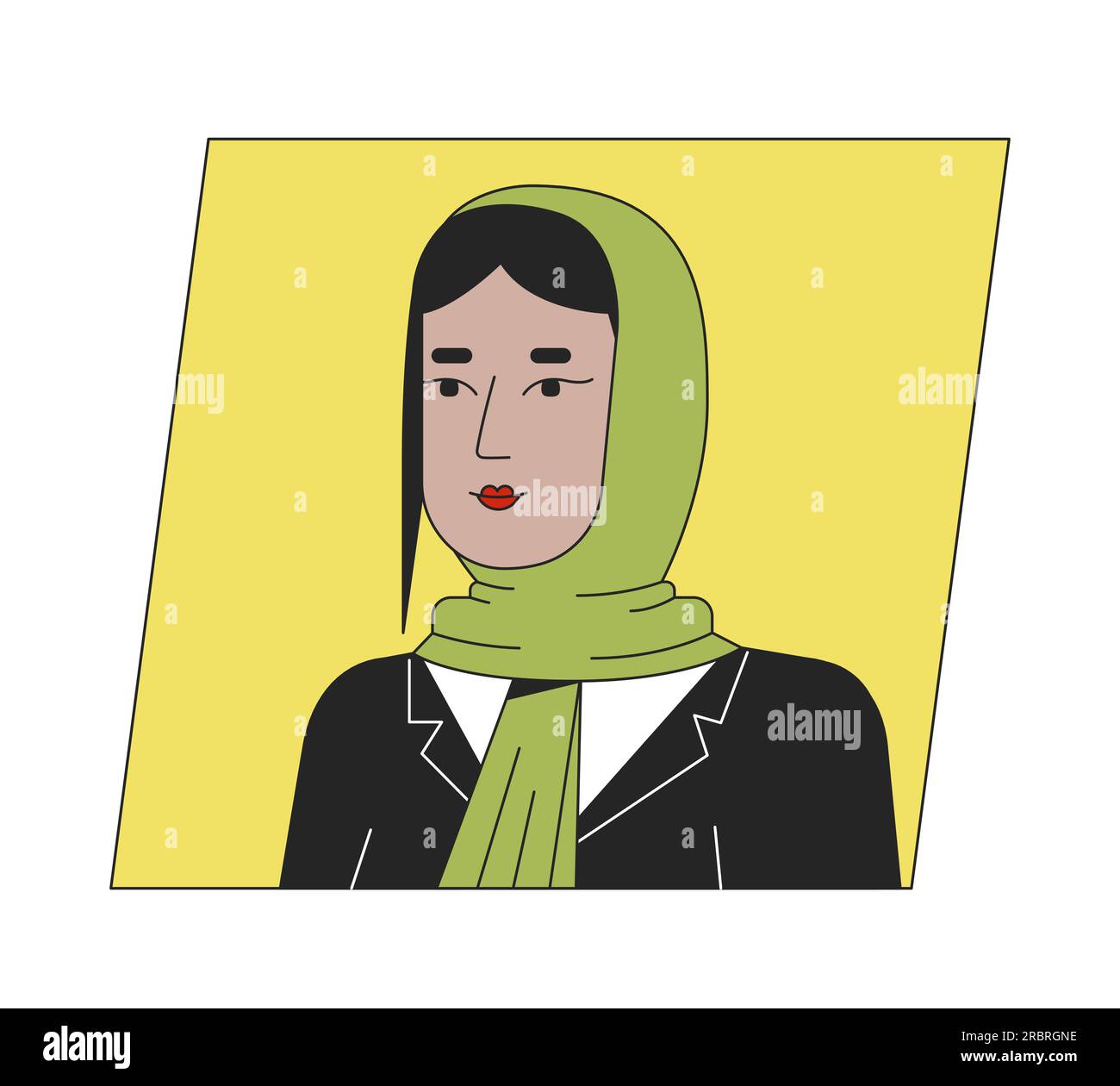 Brunette femme musulmane en hijab icône d'avatar de dessin animé de couleur plate Illustration de Vecteur