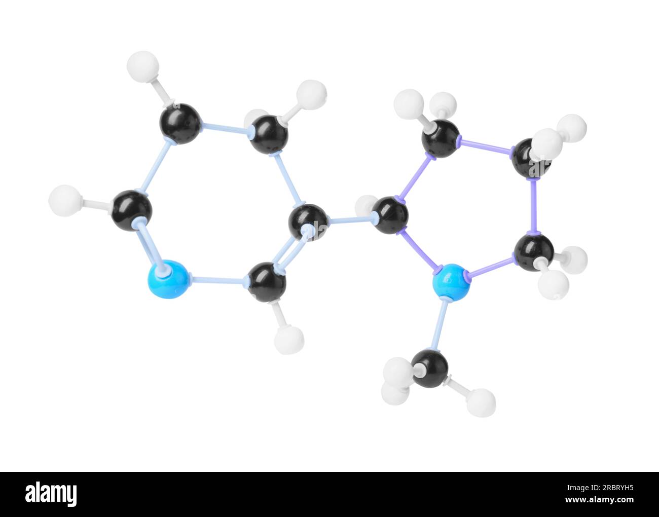 Molécule de nicotine sur fond blanc. Modèle chimique Banque D'Images