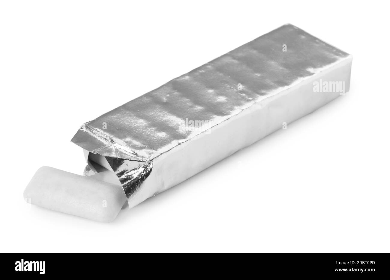 Pack avec chewing-gums sur fond blanc Banque D'Images