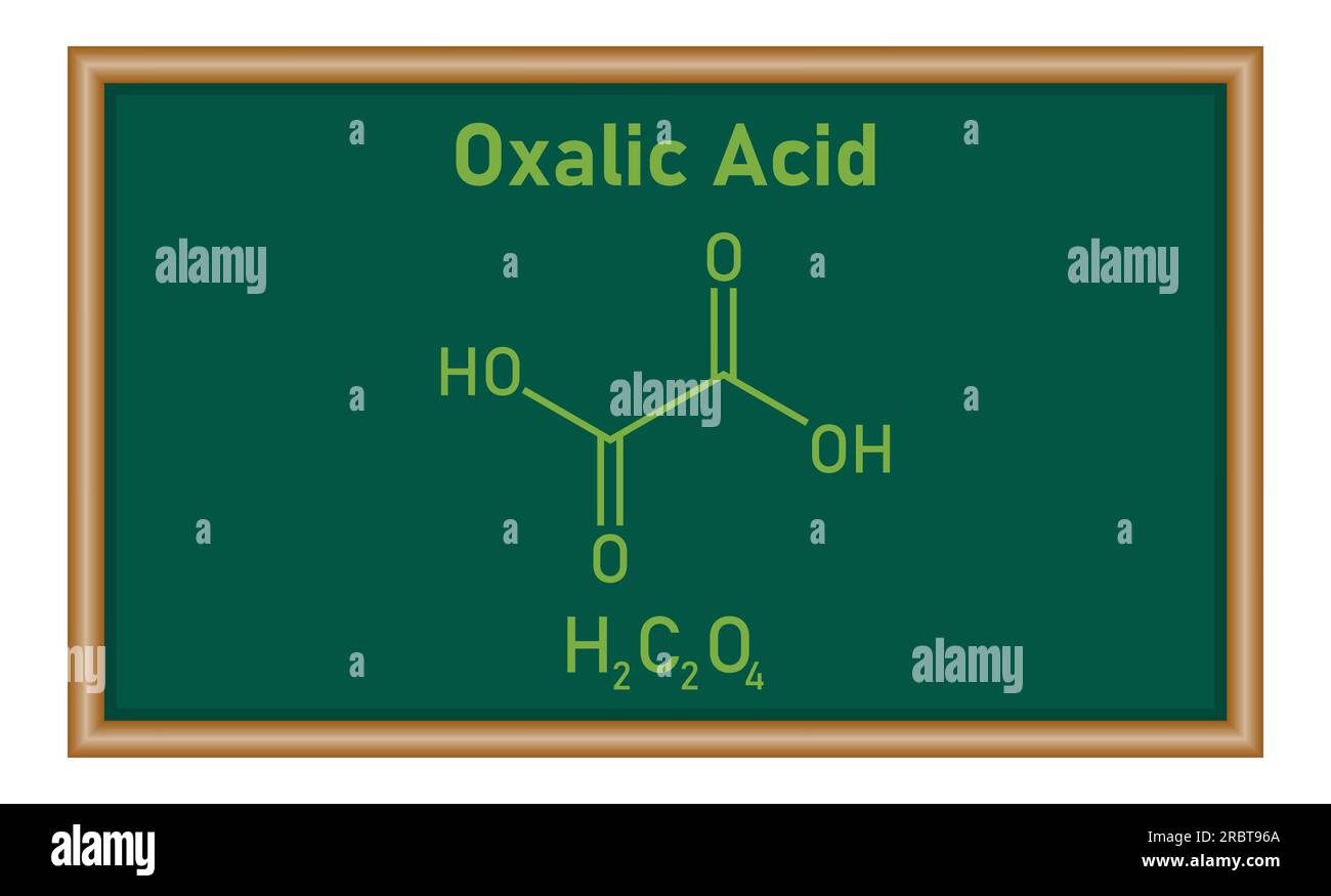 Structure chimique de l'acide oxalique (H2C2O4). Ressources chimiques pour les enseignants et les étudiants. Ressources de chimie pour les enseignants et les étudiants. Illustration de Vecteur