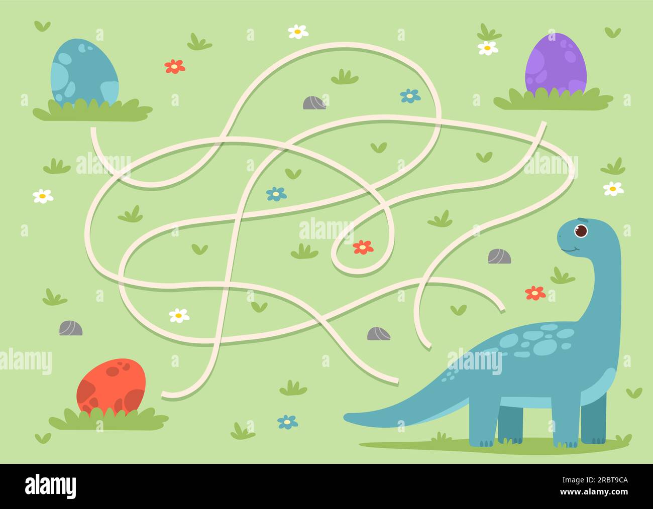 Labyrinthe avec dinosaure et concept d'oeufs Illustration de Vecteur