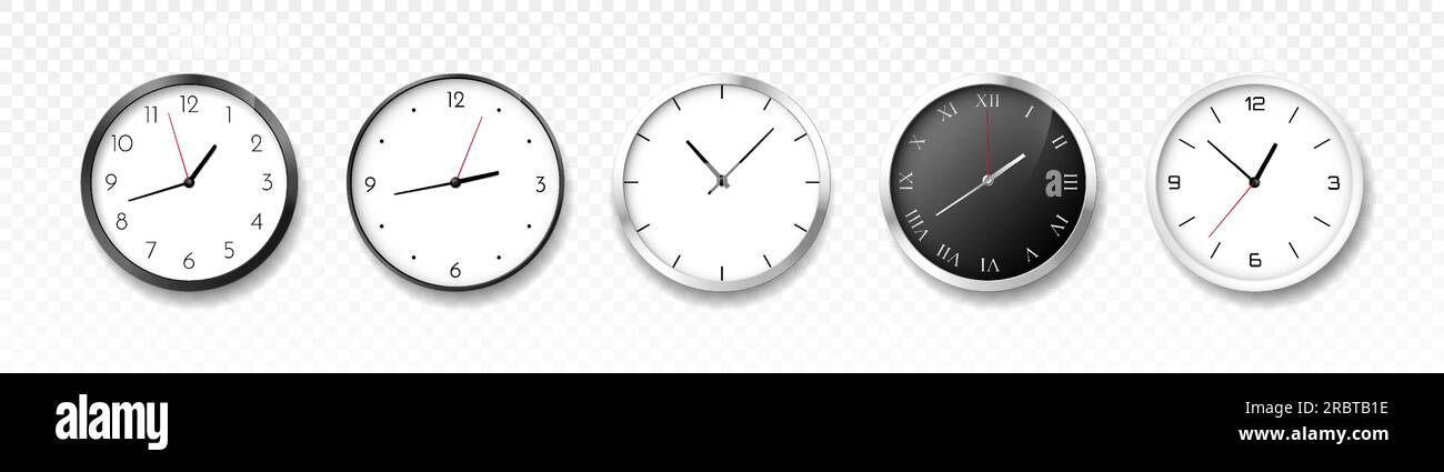 Jeu d'horloge circulaire réaliste Illustration de Vecteur