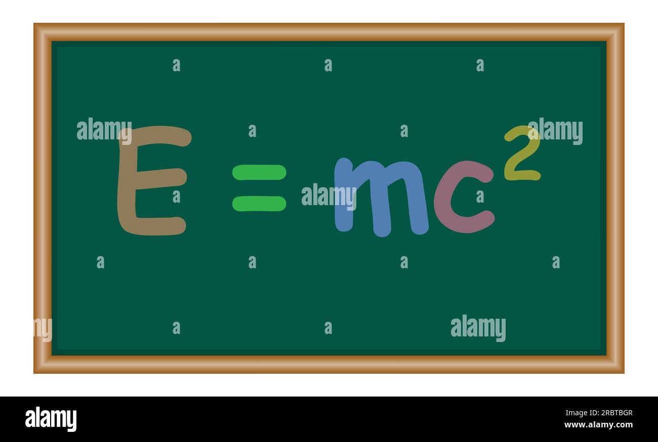 Équation énergie, masse et vitesse de la lumière. Formule CEM. Équation de masse et d'énergie. Ressources en physique pour les enseignants et les étudiants. Illustration vectorielle. Illustration de Vecteur