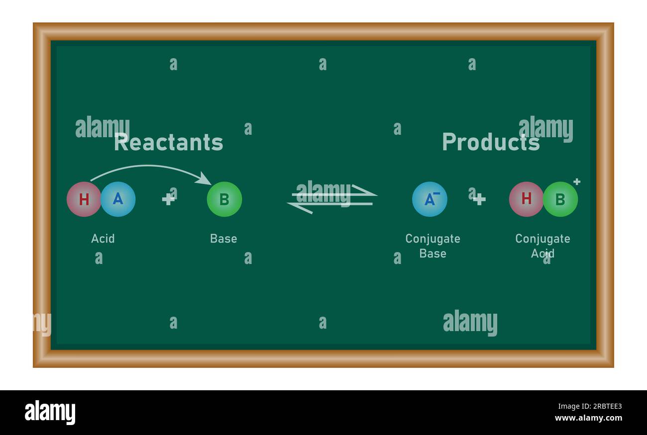 Théorie de Bronsted Lowry acide base. Illustration vectorielle scientifique isolée sur fond blanc. Illustration de Vecteur