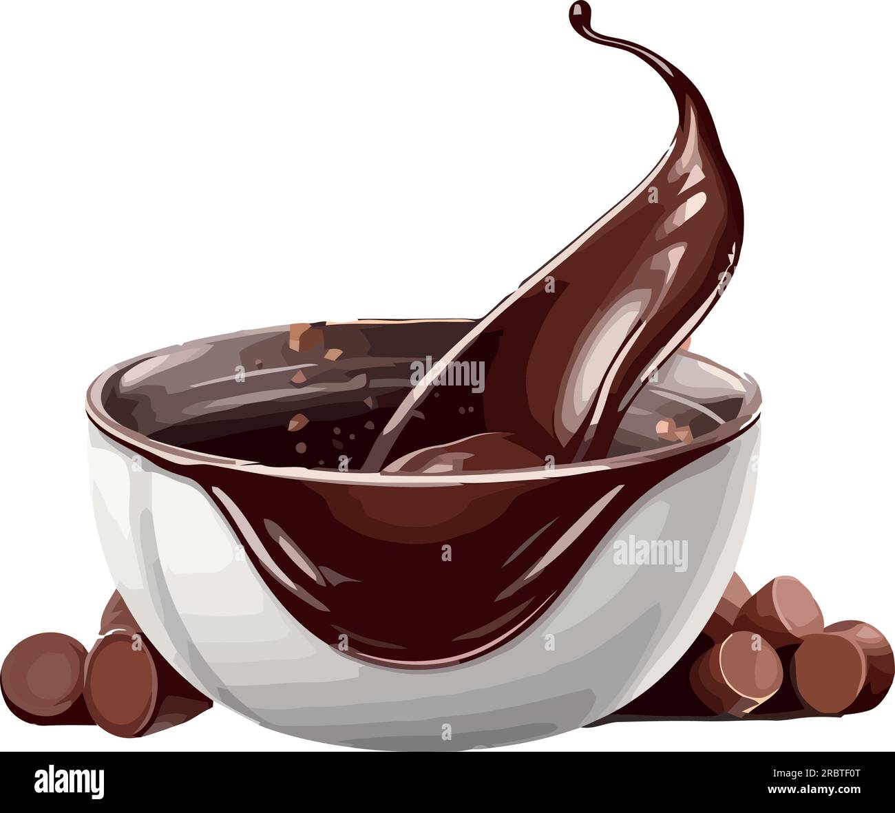 éclabousser de la sauce au chocolat dans un bol Illustration de Vecteur