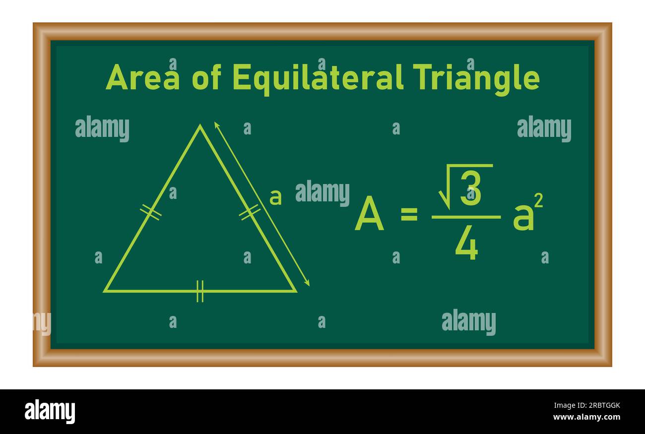 Aire Triangle Equilateral Aire de formule de triangle équilatéral en mathématiques. Ressources mathématiques pour les enseignants et les élèves Image Vectorielle Stock - Alamy